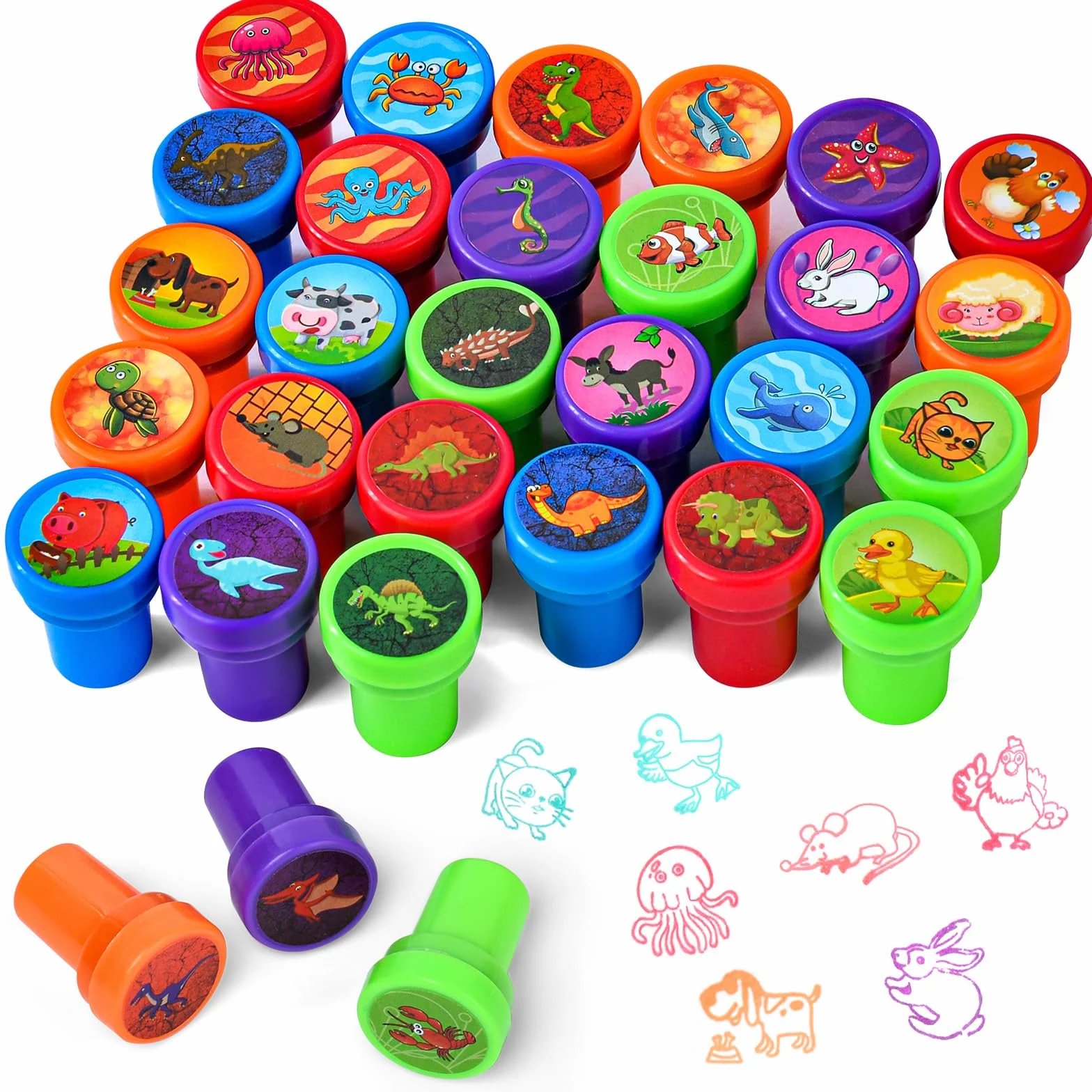 Sellos Animals 30 Piezas Dinosaurios Dibujos Animados Animales Granja Marinos Fiesta Premios Escolares Regalo