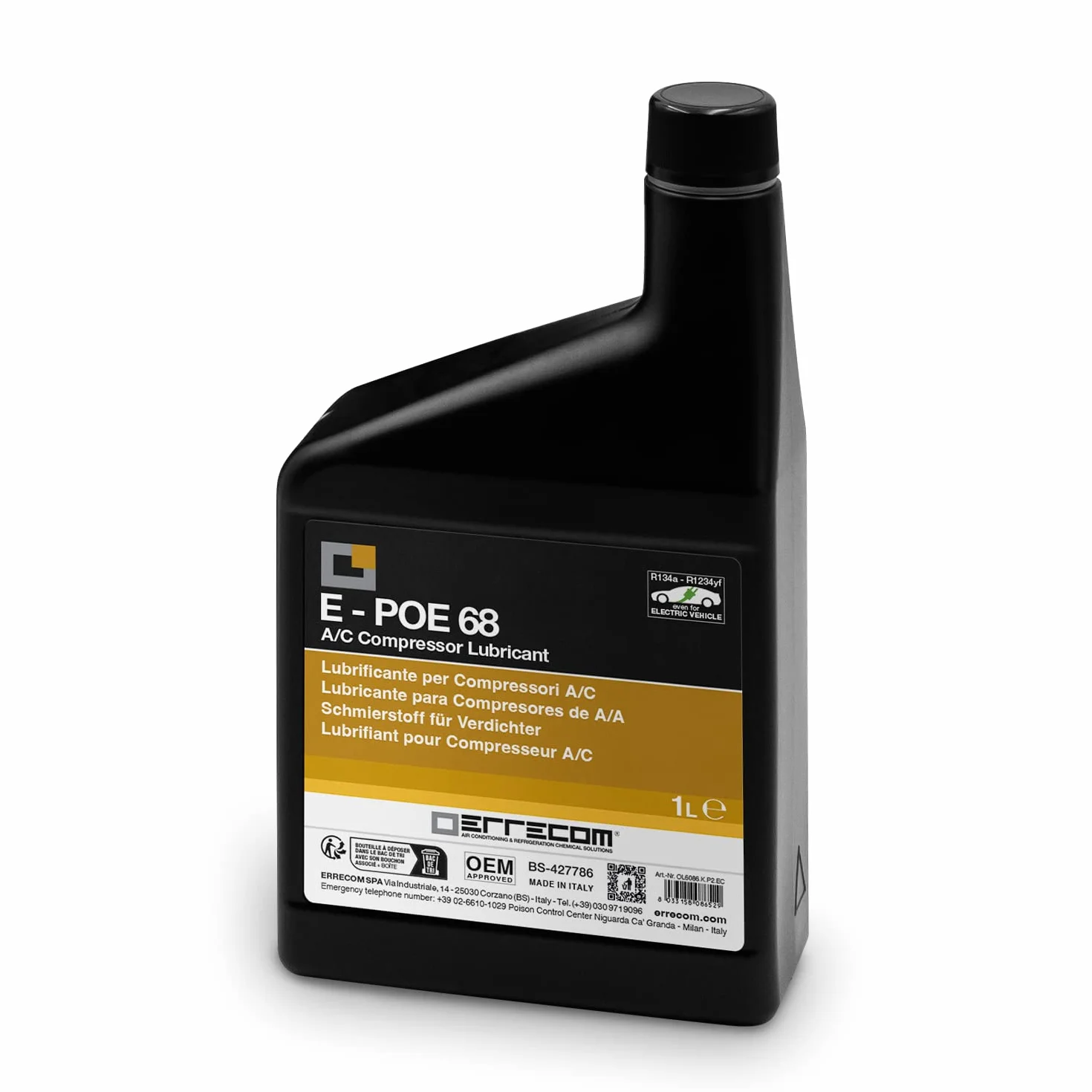 ERRECOM E-POE 68 1 L Lubricante para Compresores A/A Eléctricos Automóviles Híbridos