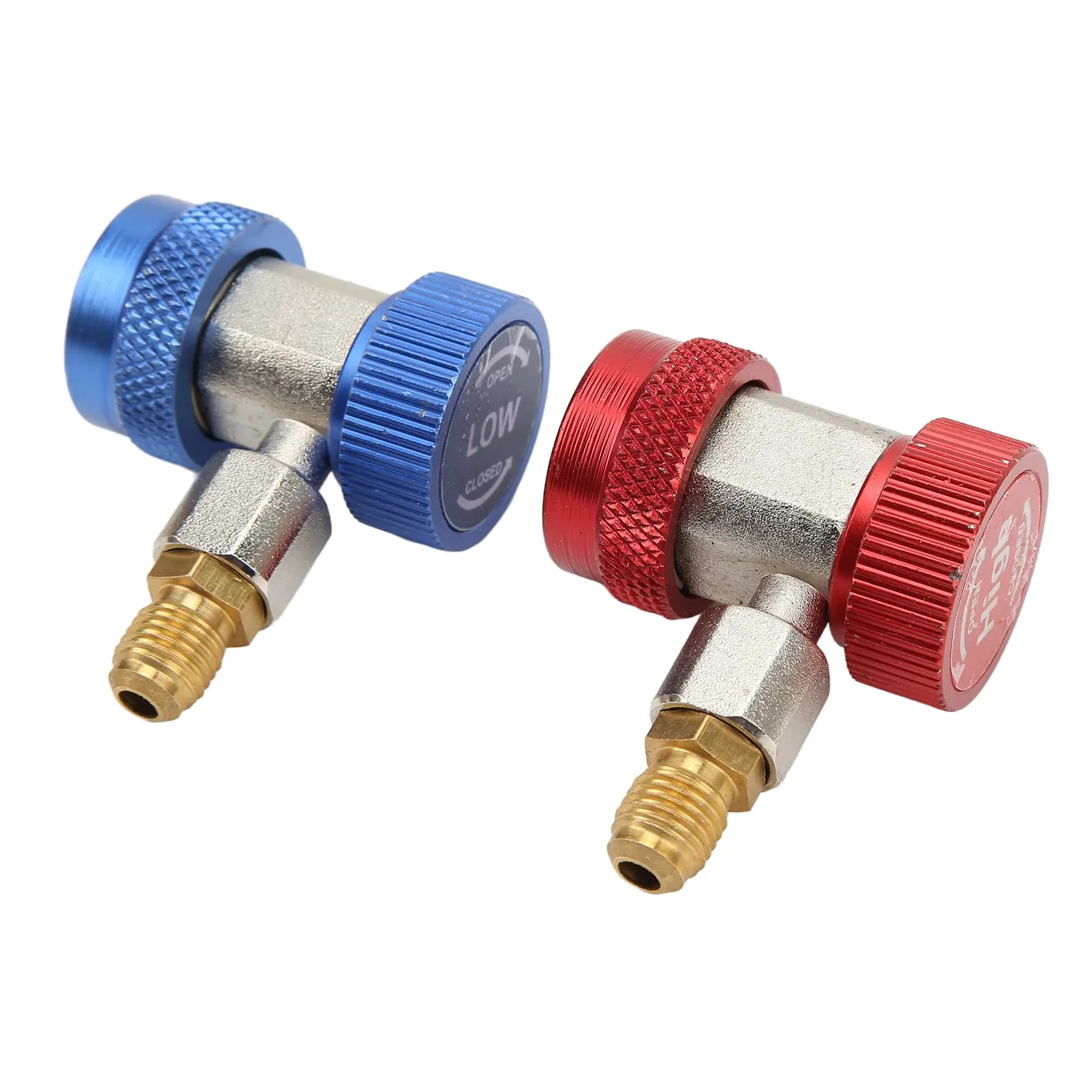 Ejoyous Acopladores Rápidos R134A Adaptadores de Juego de Manómetros de Colector de CA de Latón 1 4 Conectores Laterales Abocardados Macho de Alto y bajo Diseño de Conexión Rápida para Servicio de