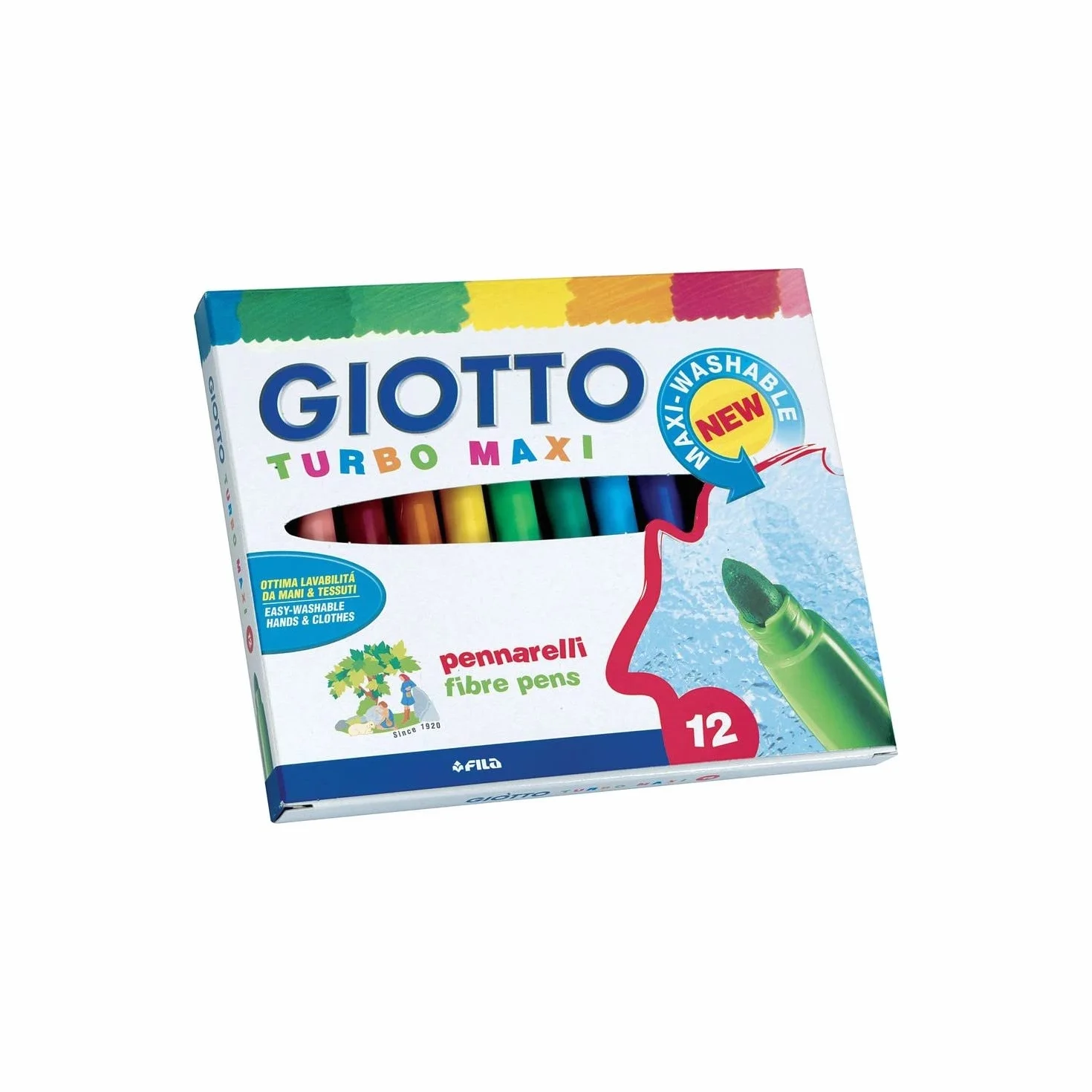 Rotuladores Súper Lavables GIOTTO Turbo Maxi Punta 5mm Colores Surtidos 12 unidades
