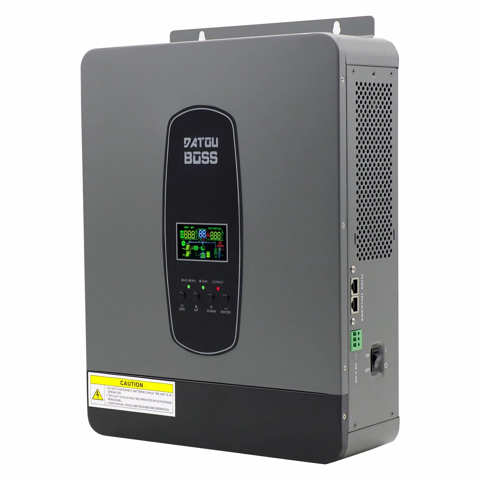 DATOUBOSS 3000W Pure Sine inversor híbrido 24V DC a 230V AC con 80A MPPT Controlador de Carga Solar para Plomo-ácido y baterías de Litio