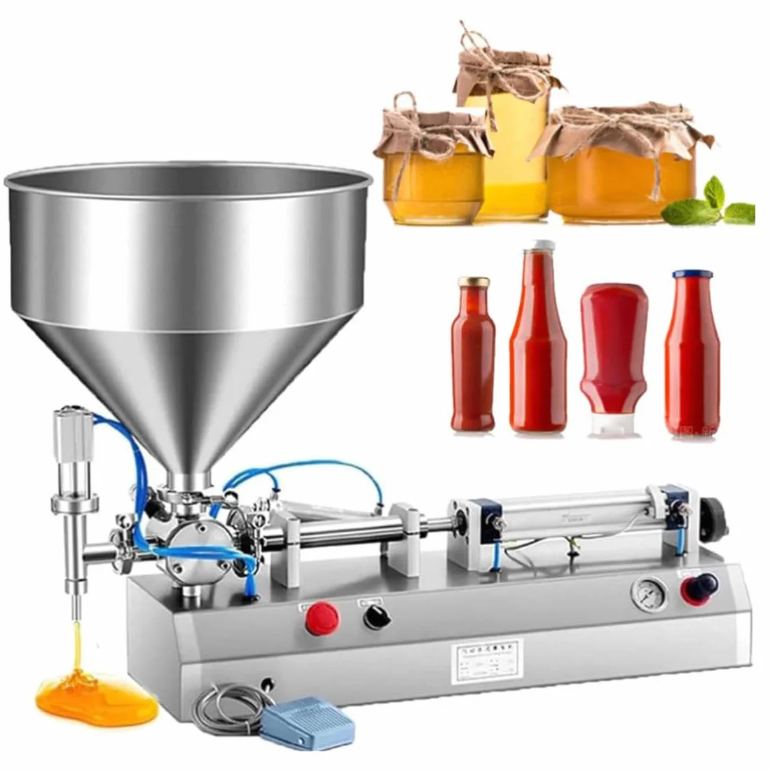 Llenadora cuantitativa para líquidos viscosos | Volumen de llenado 5-3000 ml | Llenadora automática para líquidos viscosos con cola de tahini,200-2000ML
