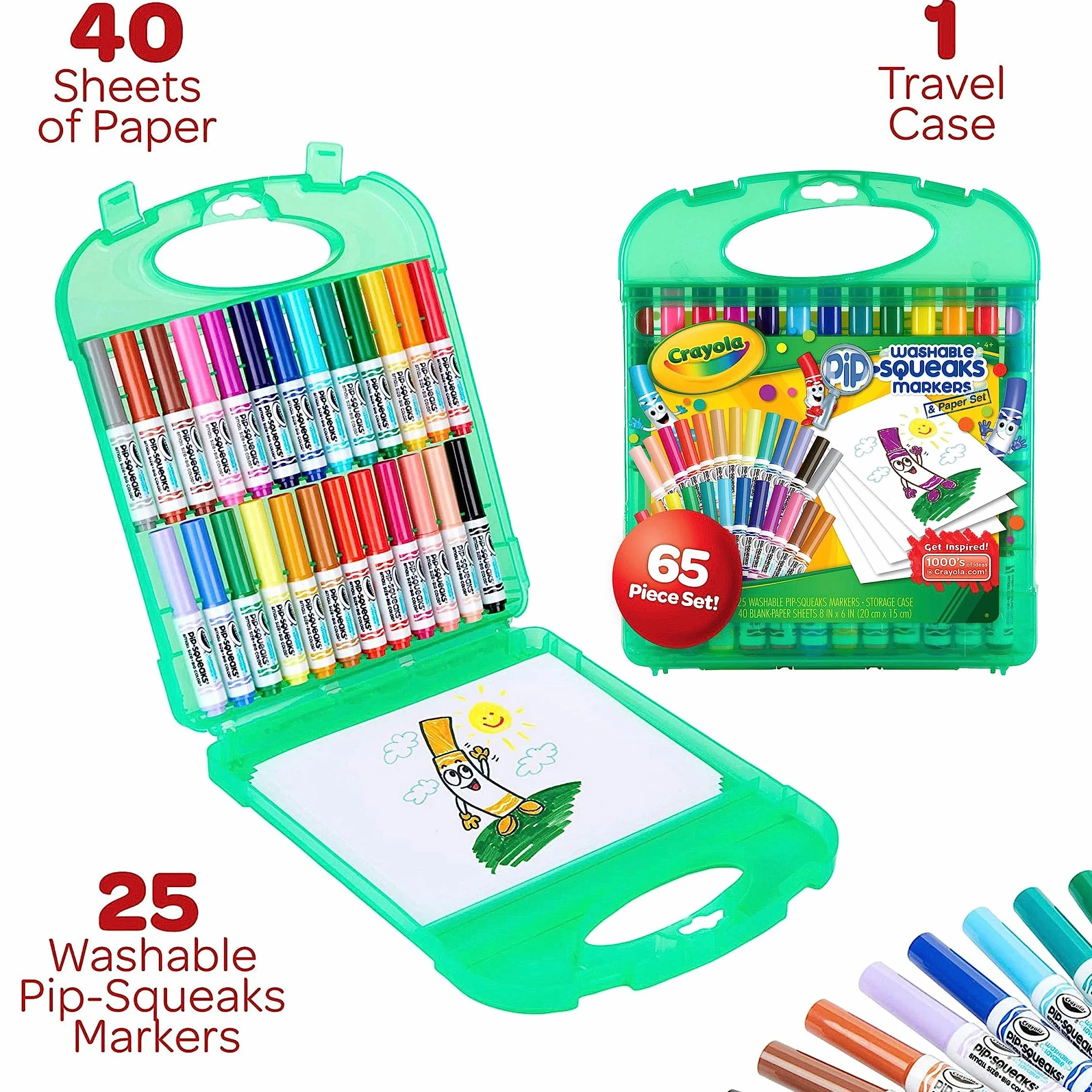 CRAYOLA Maletín Creativo Infantil 65 Piezas 25 Rotuladores Lavables 40 Hojas A Partir de 3 Años