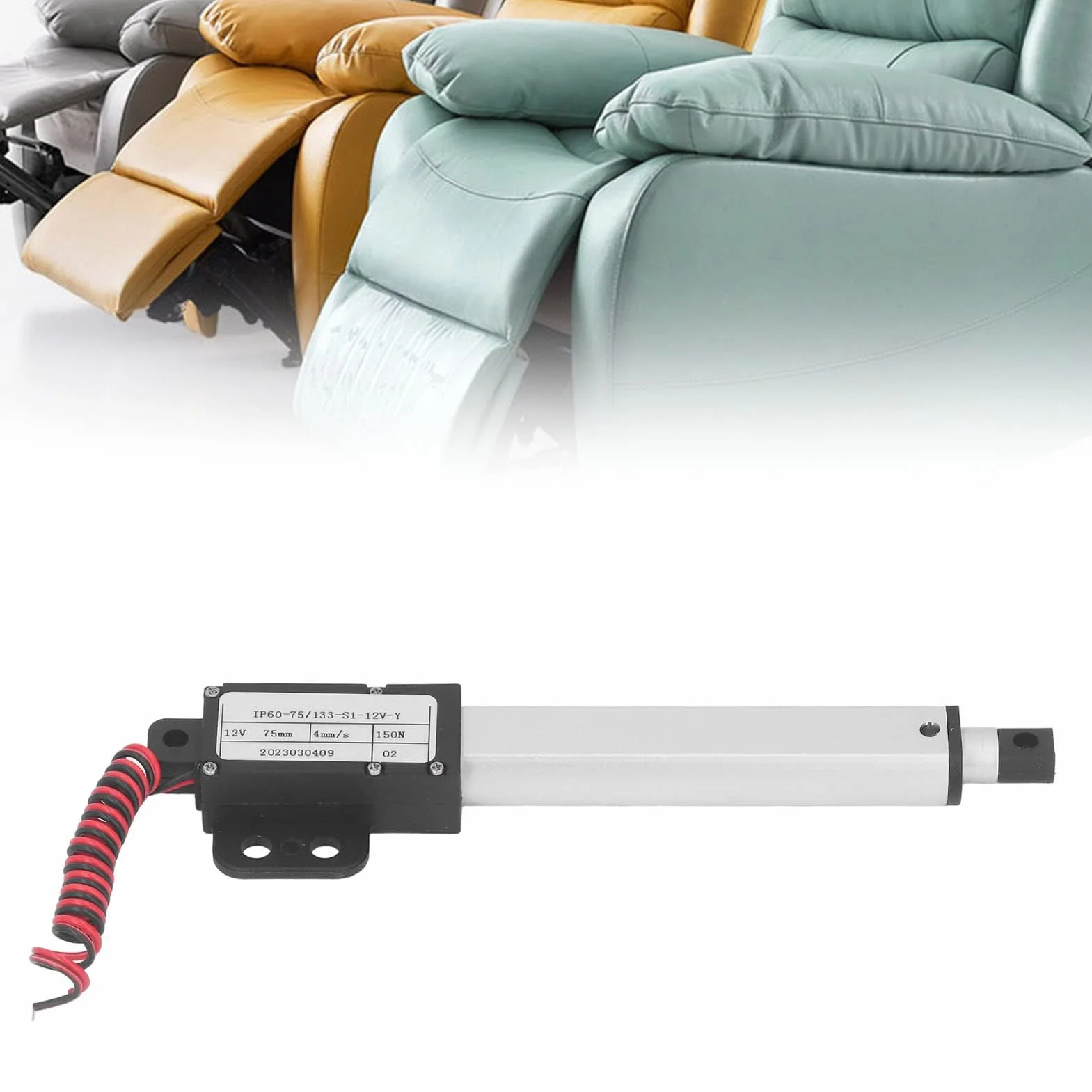 Actuador Lineal Eléctrico 75mm 150N 12V Aleación de Aluminio Mini Motor