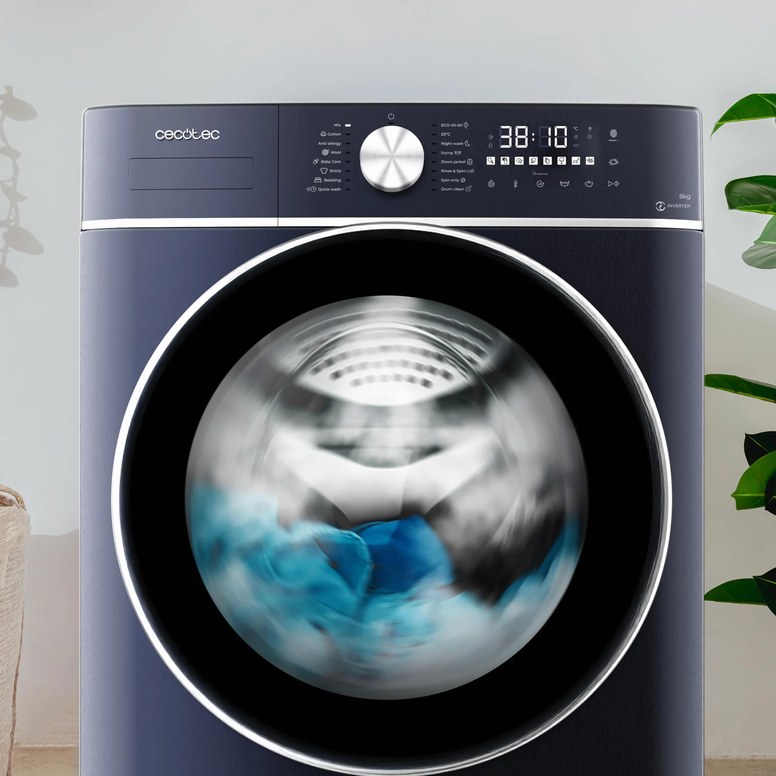 Cecotec Bolero Wash&Dry 8580 Lavadora Secadora 8.5kg Carga Frontal 1400RPM Inverter Ice Blue