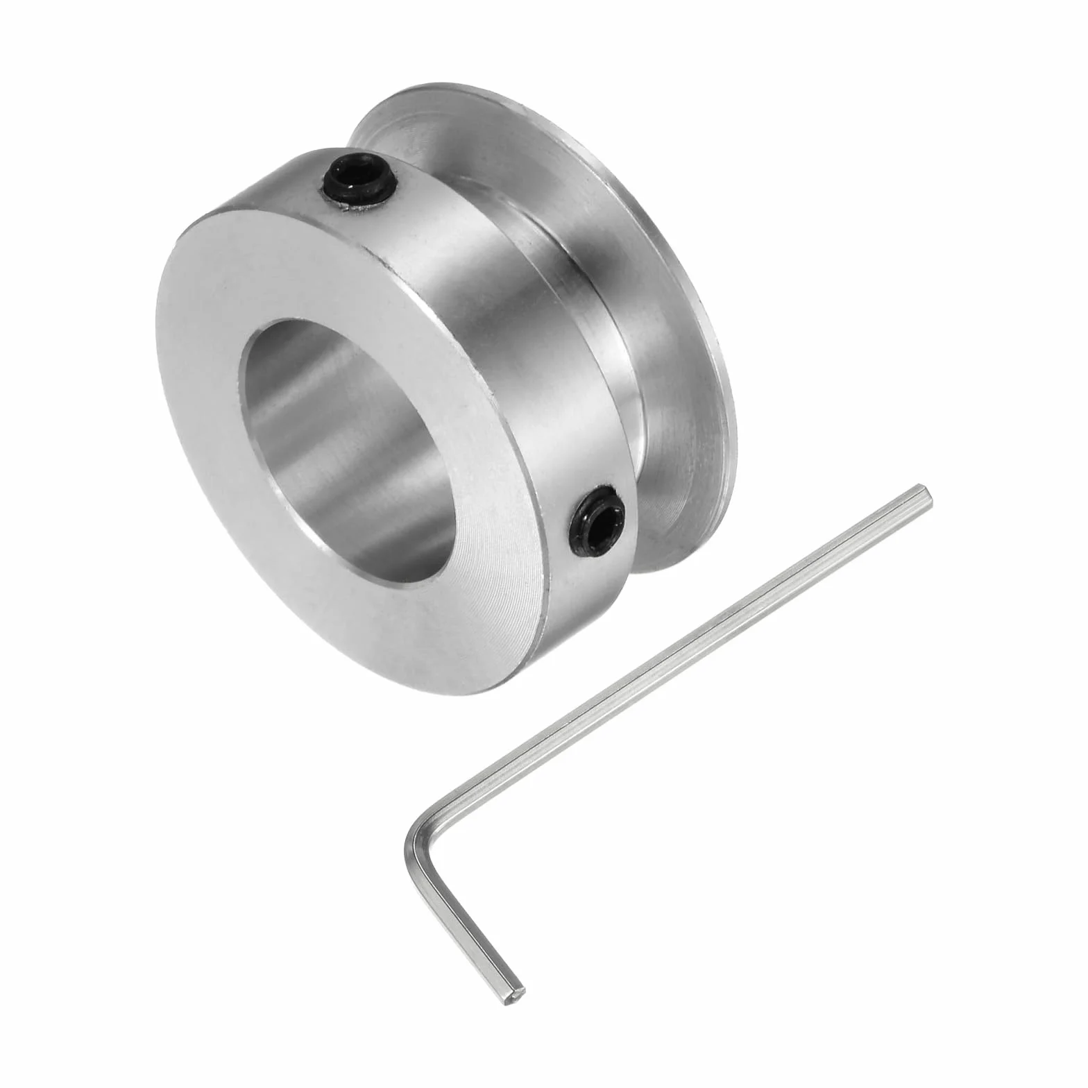 sourcing map Polea de Ranura Única 16mm Diámetro Fijo 30mm Diámetro Exterior Aleación de Aluminio con Llave Hexagonal para Máquina de Perforación