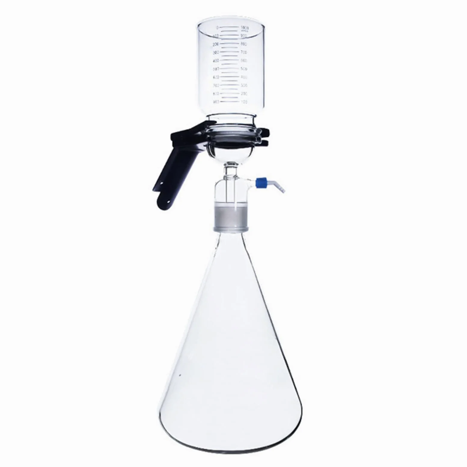 Filtro de succión al vacío de vidrio, kit de filtro de montaje de filtración al vacío de vidrio de borosilicato con embudo graduado de 300 ml, aparato de destilación de filtración al vacío para 250ml
