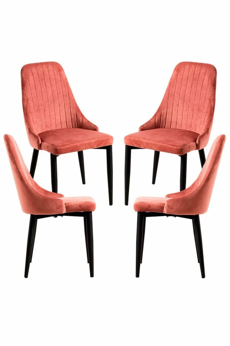 Regalos Miguel - Packs Sillas Comedor - Pack 4 Sillas Kan Terciopelo - Rosa