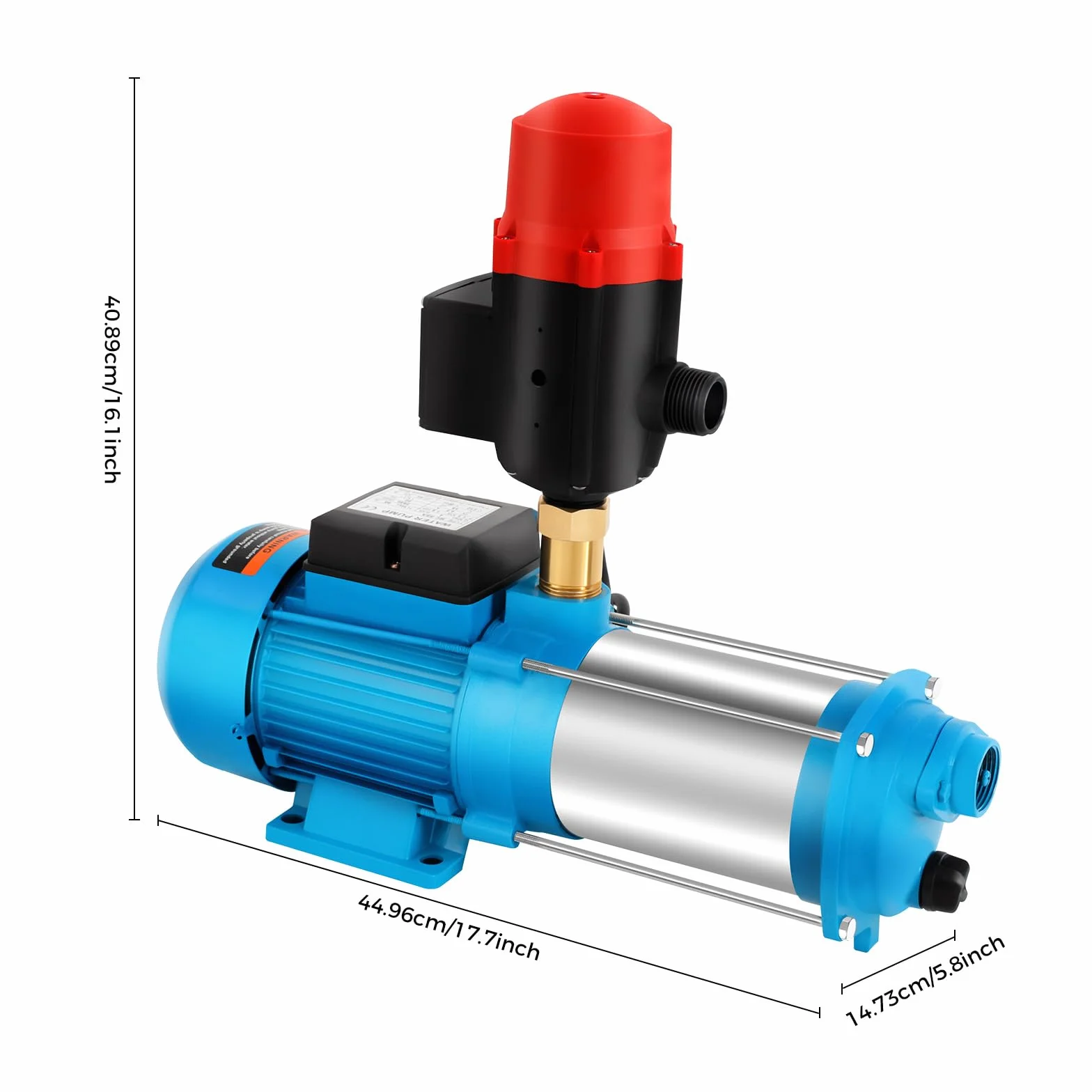 Bomba centrífuga SHIOUCY de 1300 W, 6000 L/H, bomba de agua doméstica, turquesa, acero inoxidable, 9,8 bar
