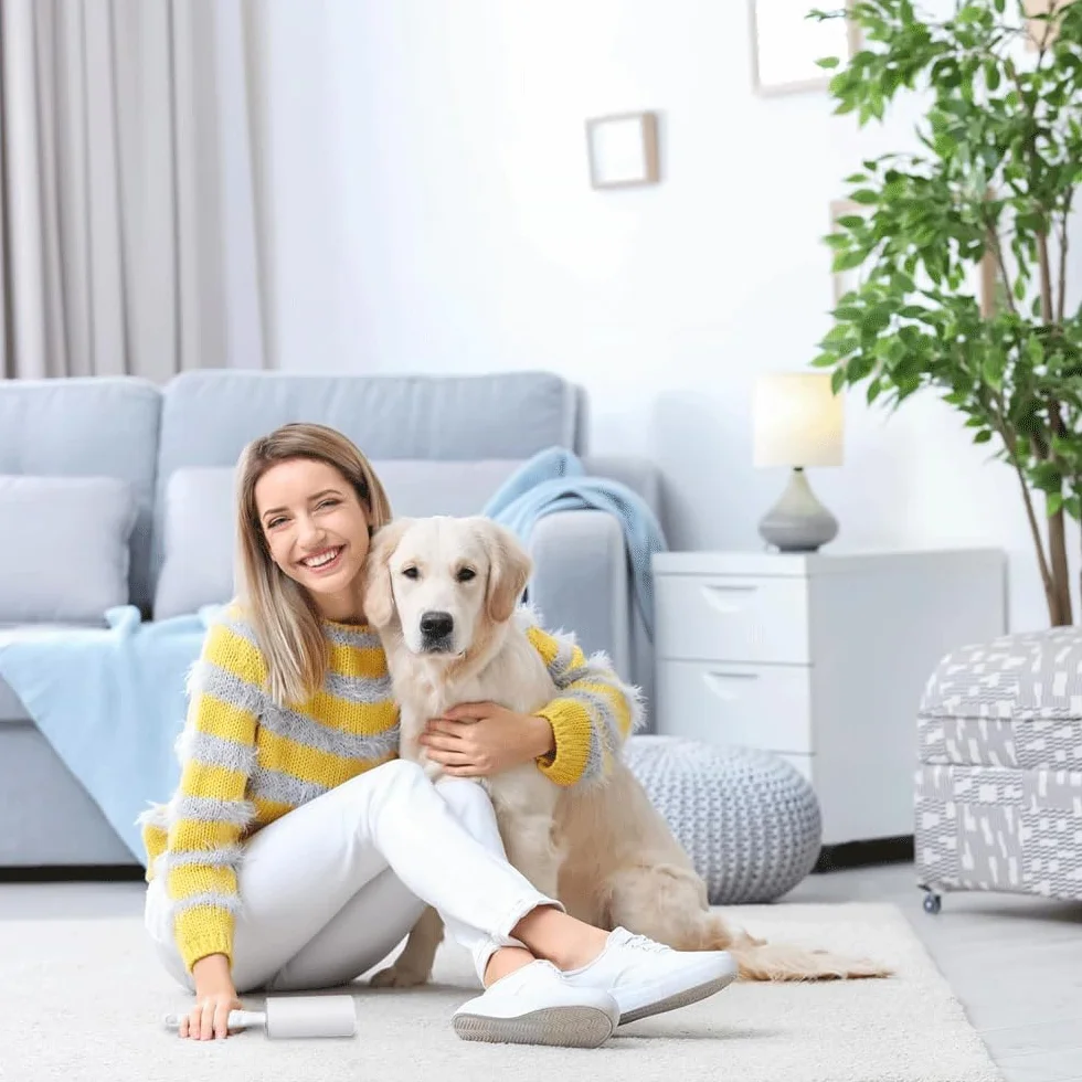 Rodillos para quitar pelusas de mascotas, juego de 360 hojas extra pegajosos (1 mango con 6 recambios) rodillo limpiador de ropa, alfombras, sofá, muebles, cepillo removedor de pelusas para pelo de