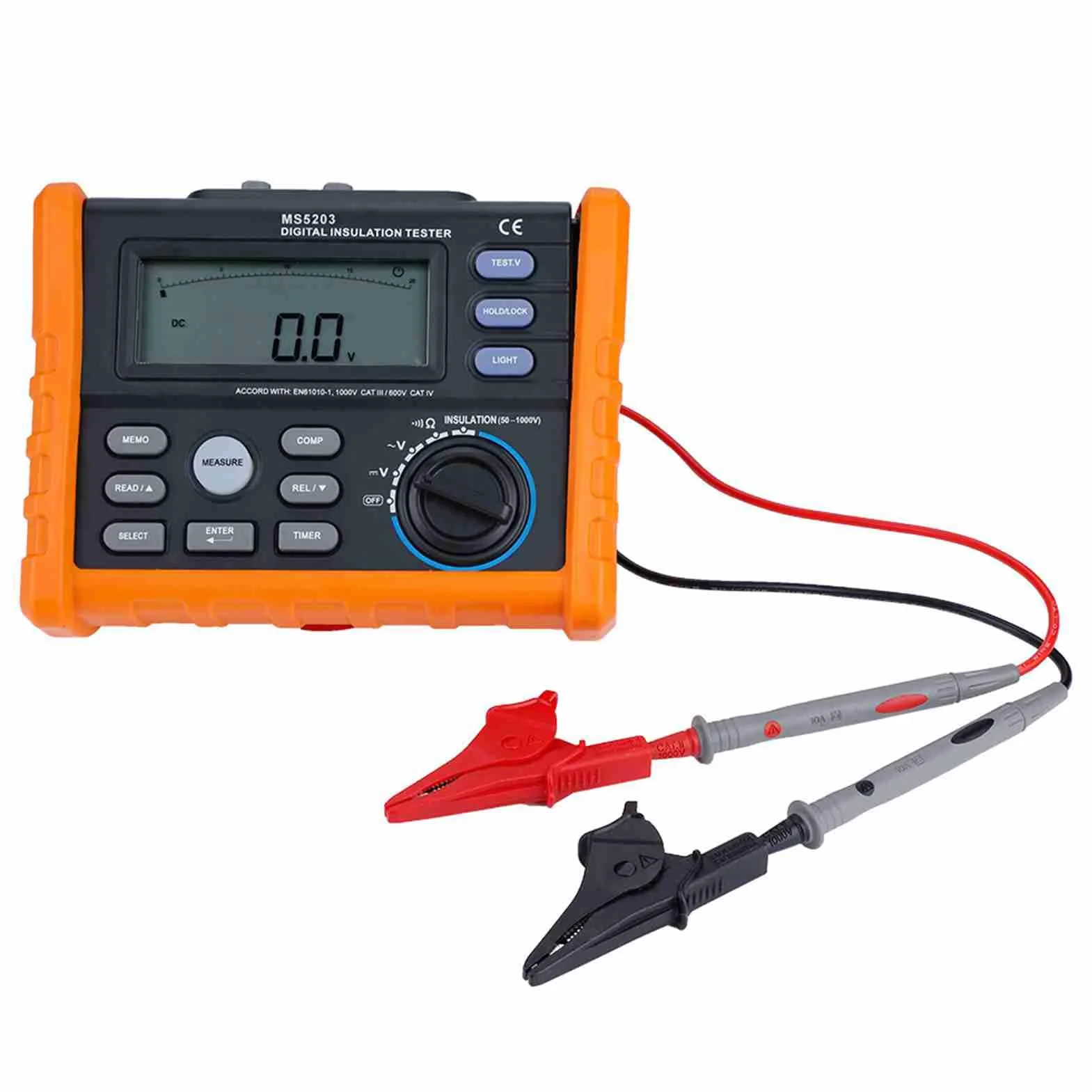 Medidor de Resistencia Digital, PM5203 1000V Aislamiento Megohm Probador, Resistencia Megger, AC/DC Probador de Voltaje, con PantalElLCD Retroiluminada
