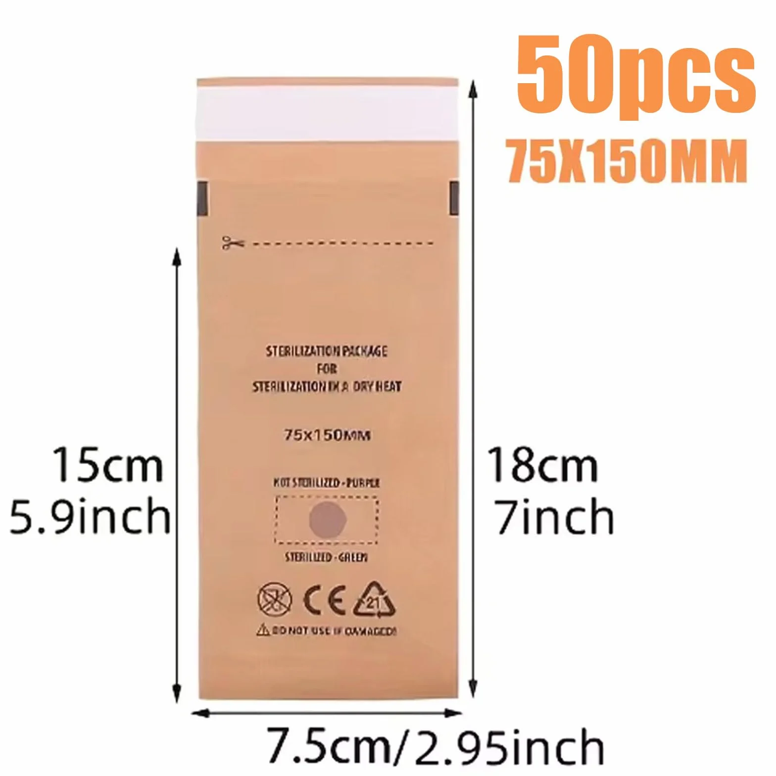 Besty Bolsa de Esterilización Profesional 50PCS 75x150mm Papel