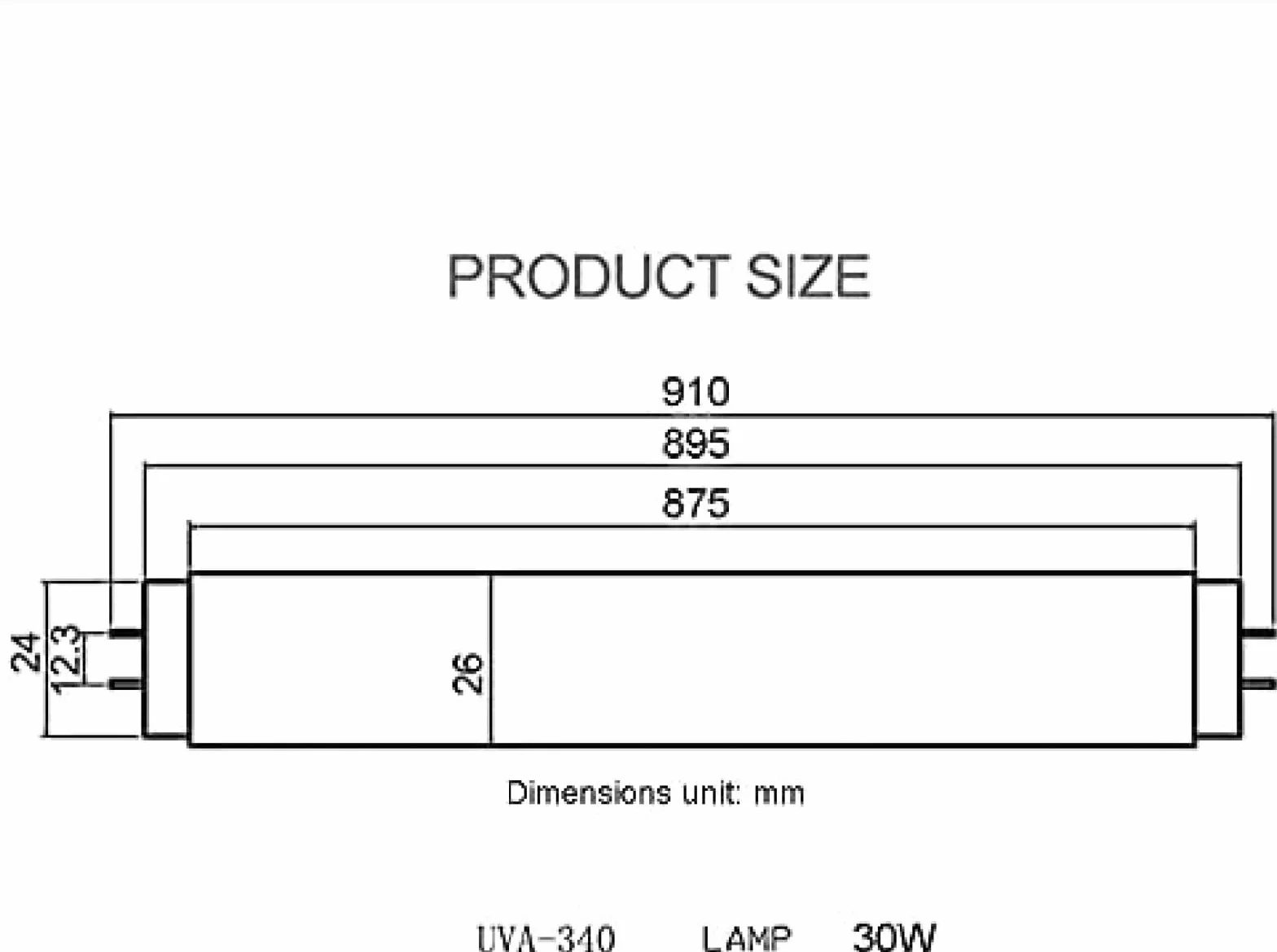 Lámparas De Laboratorio UVA 340 Reemplace El Tubo De Envejecimiento De La Lámpara Fluorescente De Calefacción para Simular La Luz Solar del Mediodía para La Prueba De Fábrica Escolar,UVA340-30W-T