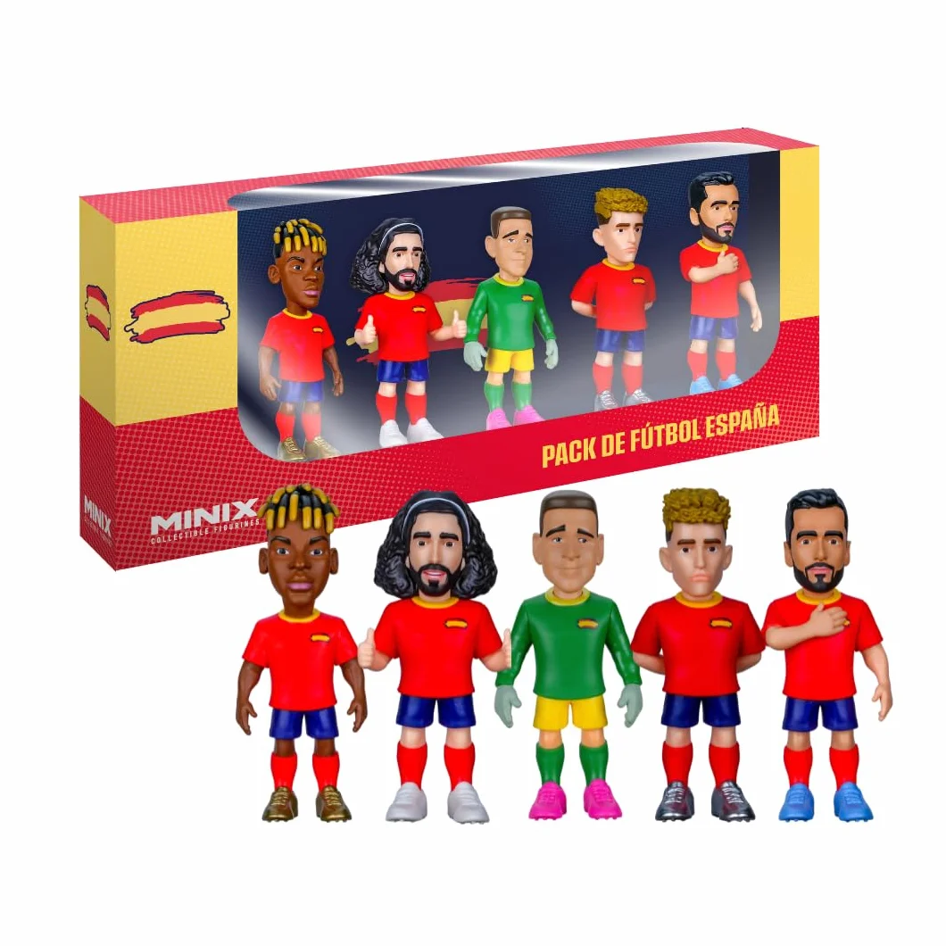 MINIX BANDAI Pack de 5 Jugadores - Selección Española - Coleccionables - Regalo - Juguetes para Niños y Adultos