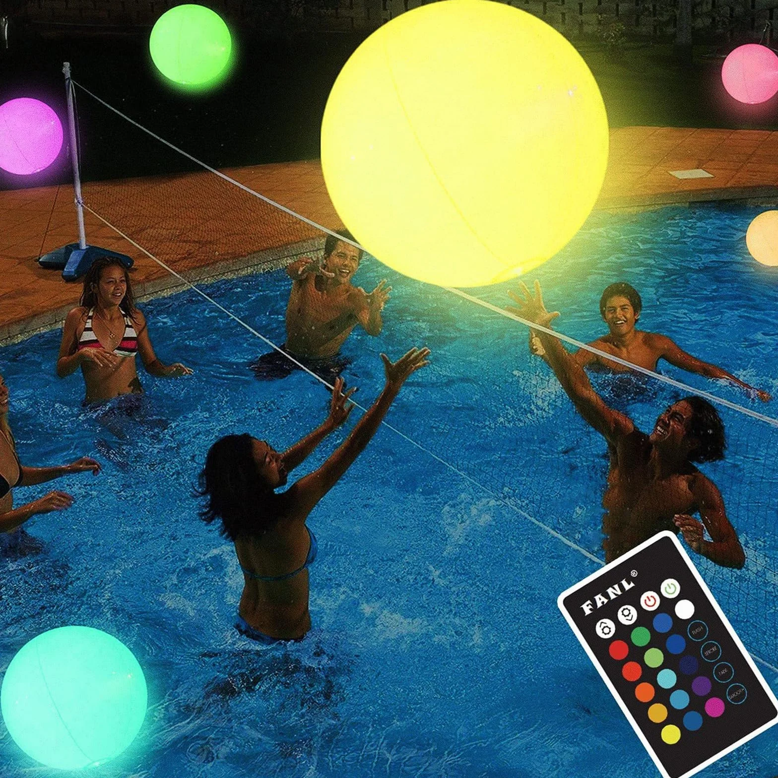 DAZZTIME Pelota Gigante Hinchable LED 2 Piezas Luz de Piscina Juegos de Agua