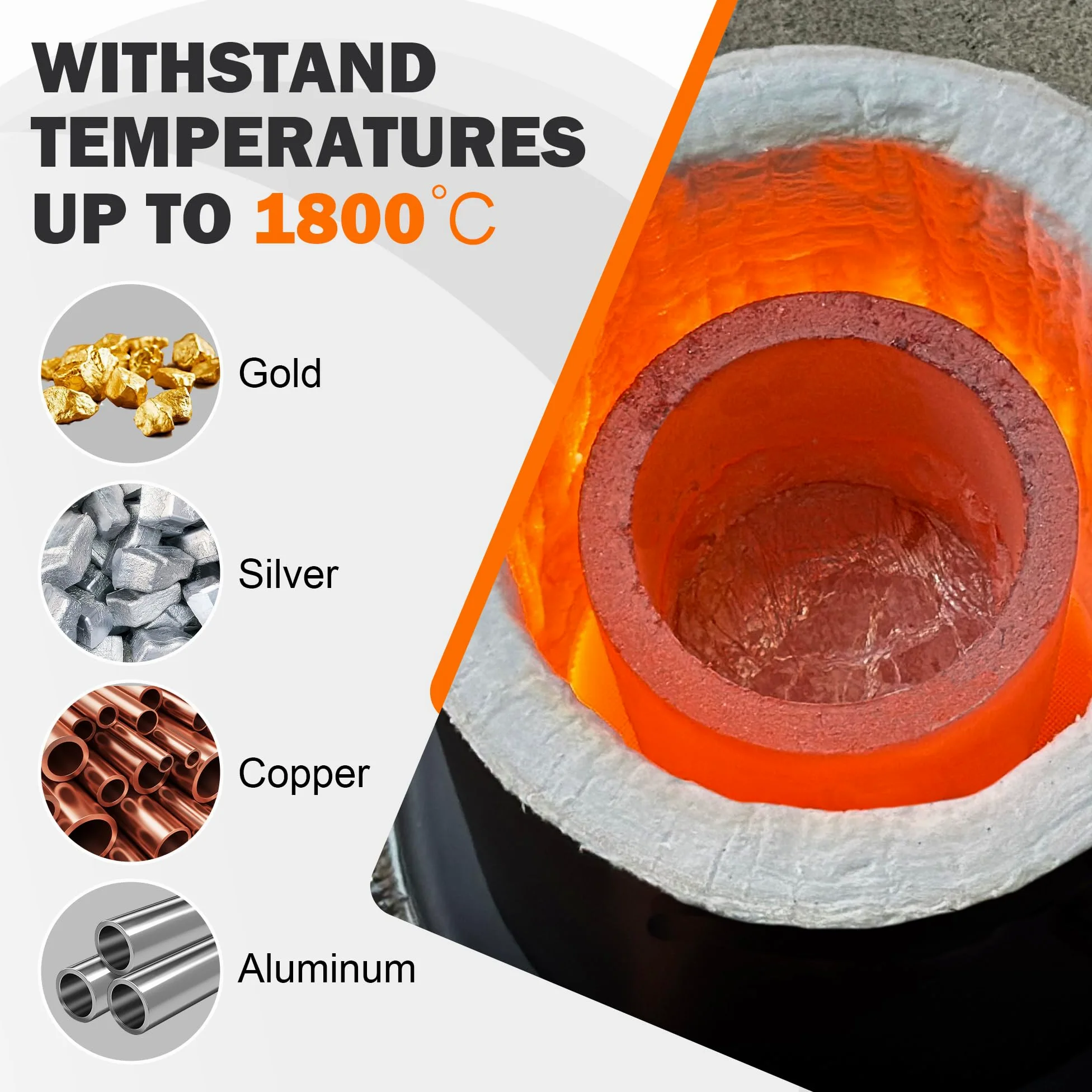 Crisoles de grafito de carburo de silicio de 12,3 kg, crisoles para derretir metal, soportan altas temperaturas de 1800 ℃, fundición de fusión de aluminio dorado y plata cobre
