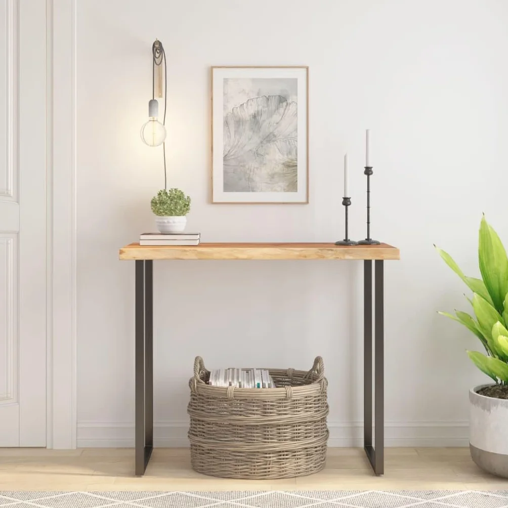 vidaXL Tablero Rectangular, Superficie de Mesa Auxiliar, Tablero de Repuesto, Superficie de Comedor, Madera de Acacia Borde Vivo 100x40x3,8 cm