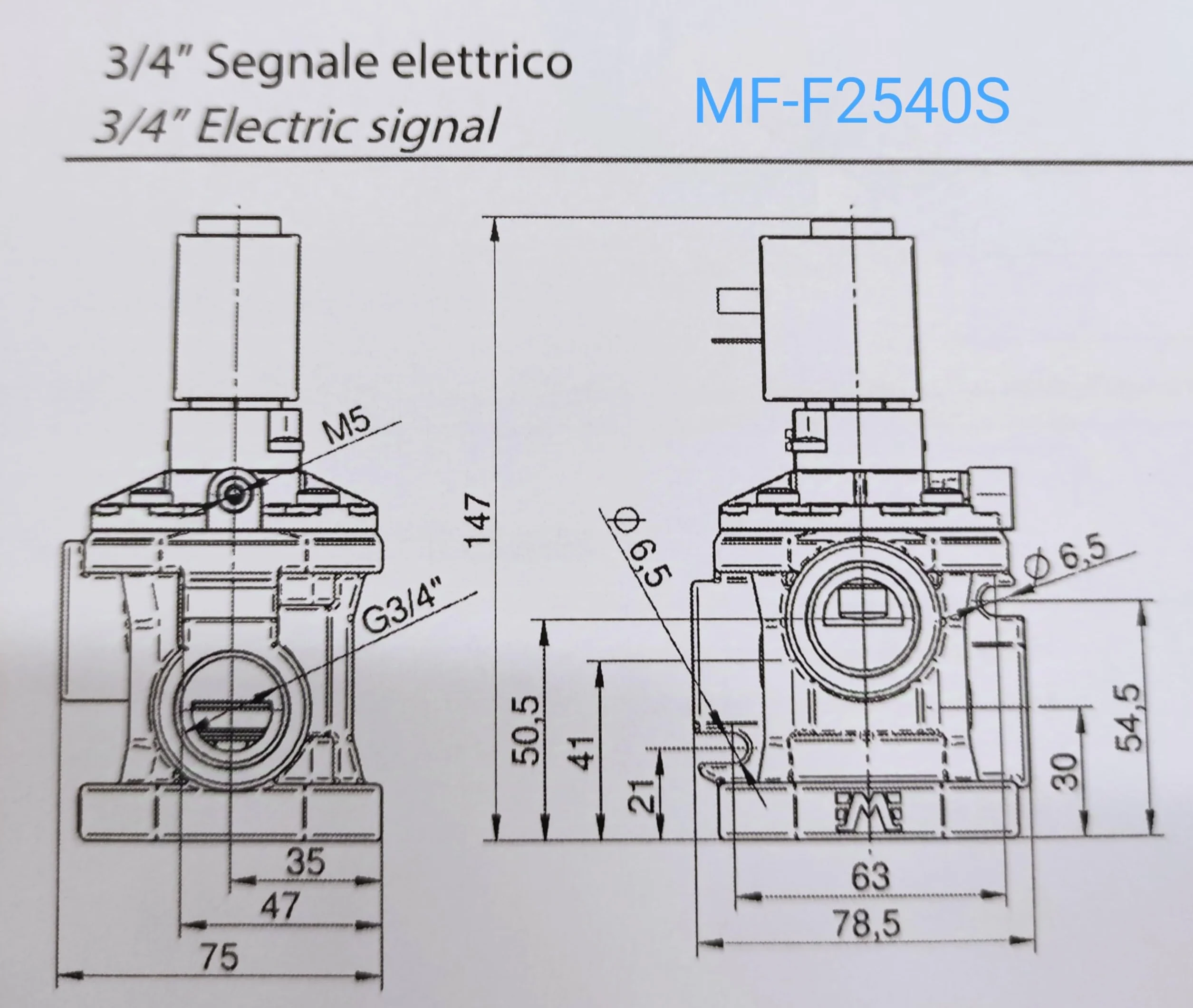 MF-2540S - Electroválvula MEC FLUID 2 3/2 de obturador G3/4" NC U2 sustituye a Univer AF-2540