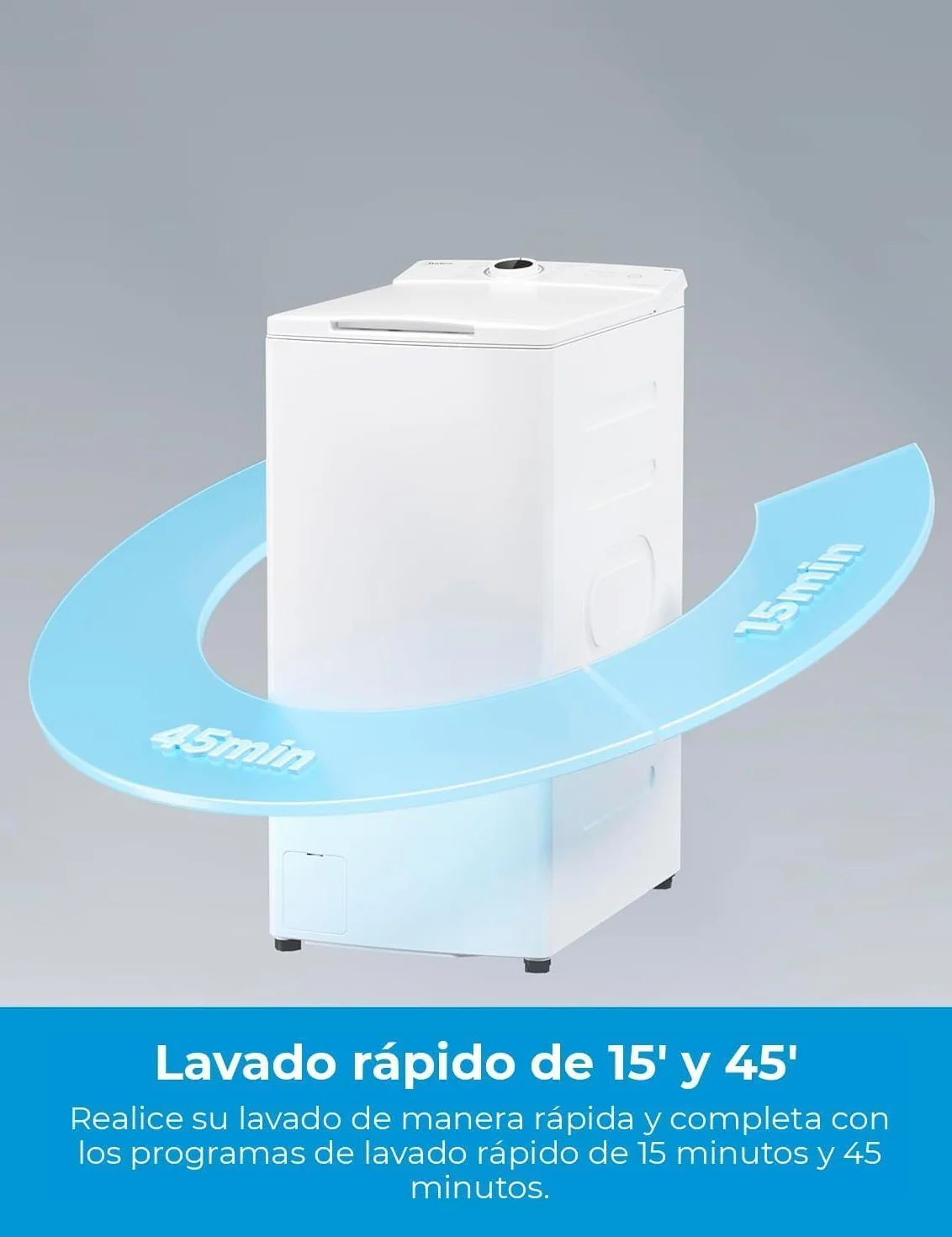 Midea Lavadora Carga Superior 6kg 1200 RPM 15 programas diseño ultra slim Función de vapor Lavado Rapido Modo ECO