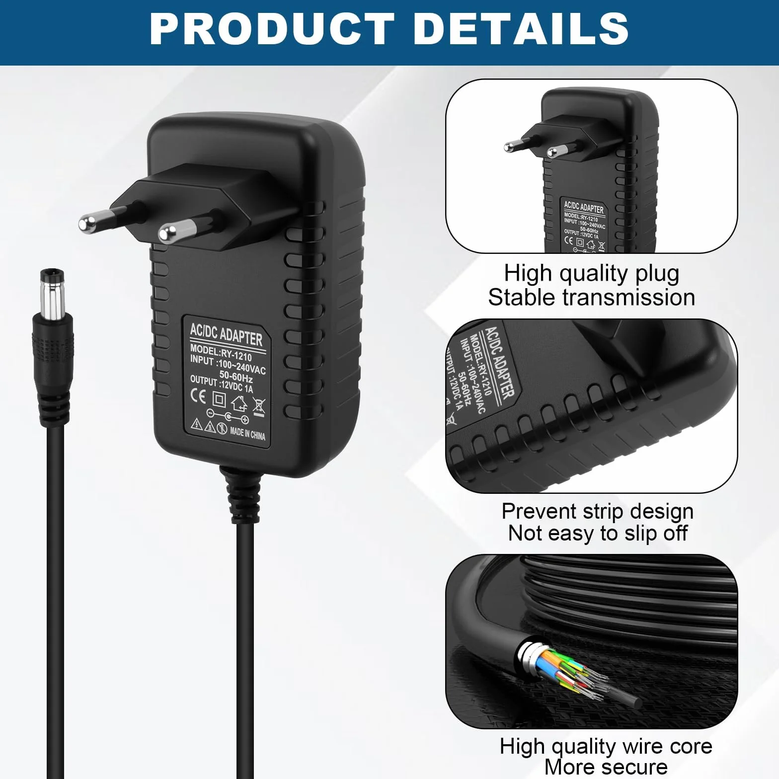 Cargador de Vehículo Eléctrico para Niños 12V 1A, Conector 5,5 mm*2,5 mm para Coche Quad SUV ATV