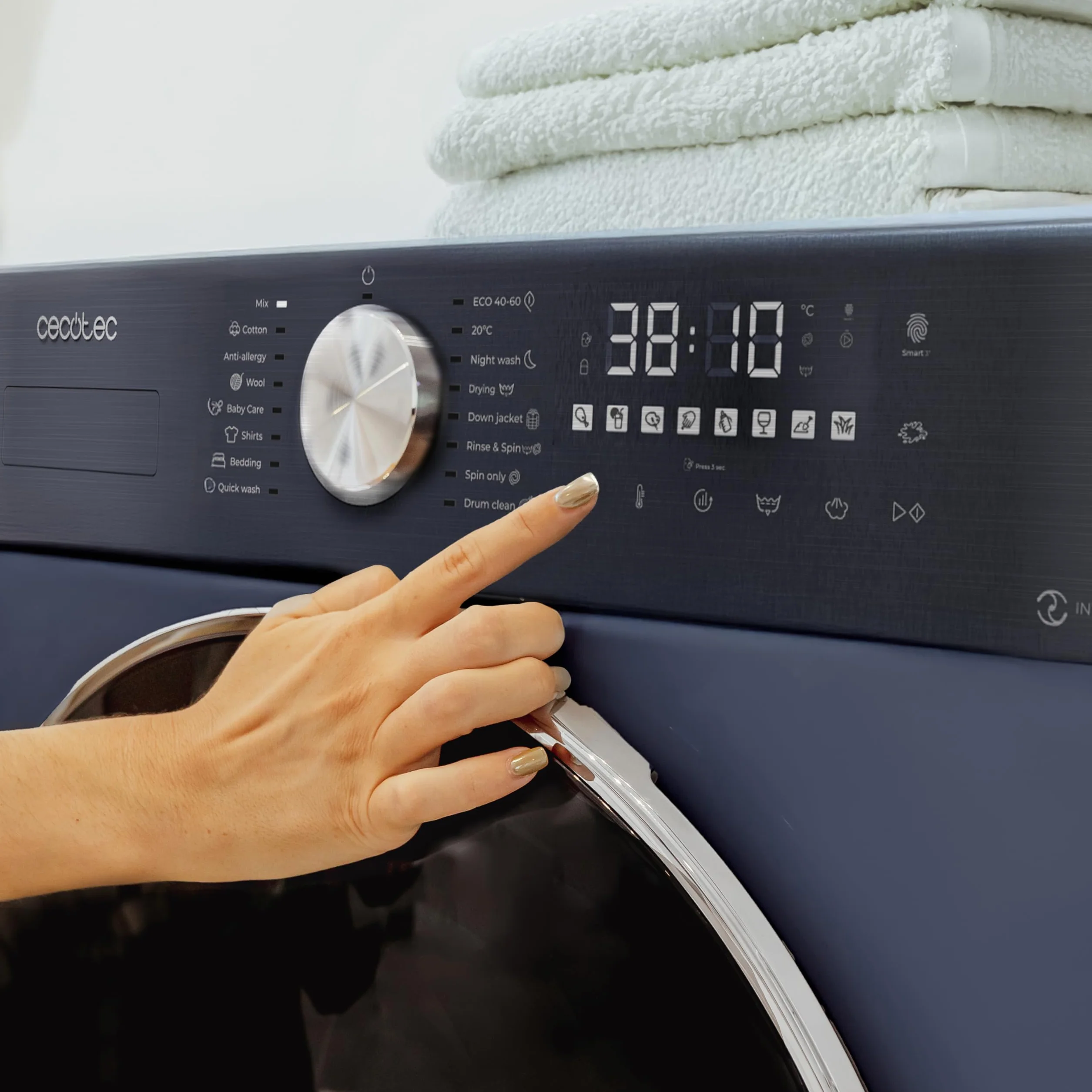 Cecotec Bolero Wash&Dry 8580 Lavadora Secadora 8.5kg Carga Frontal 1400RPM Inverter Ice Blue