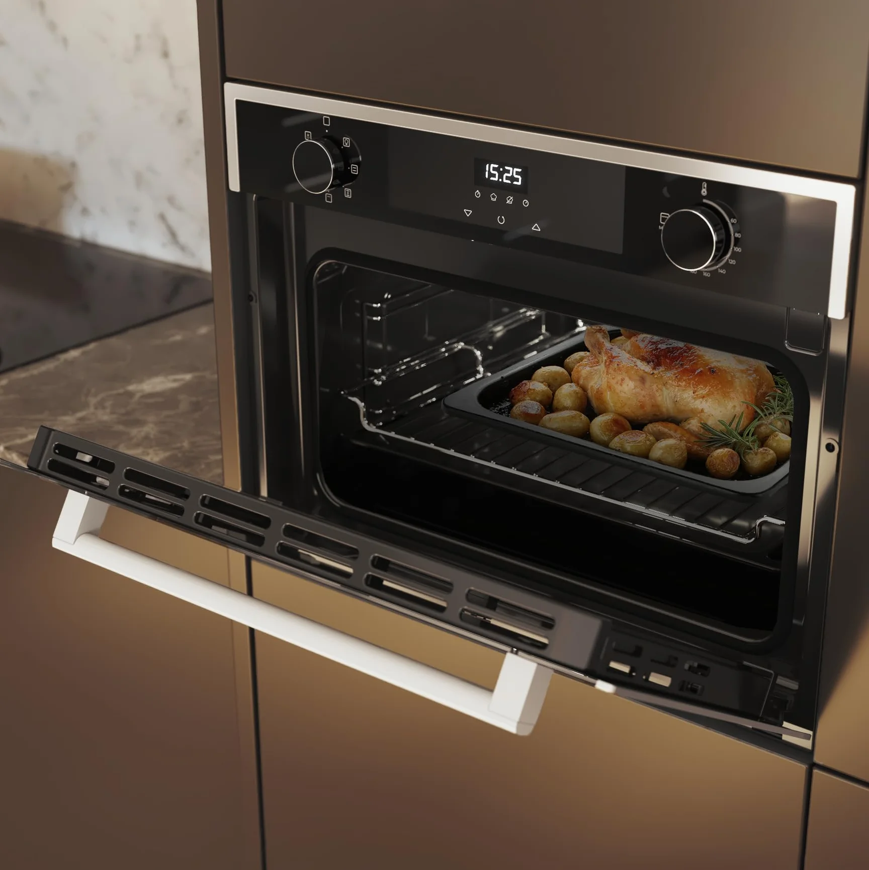 Cecotec Horno Integrable 45cm Alto Multifunción Bolero Hexa M224500 Edge A 2600W 53L 7 Funciones Grill Convección Vapor