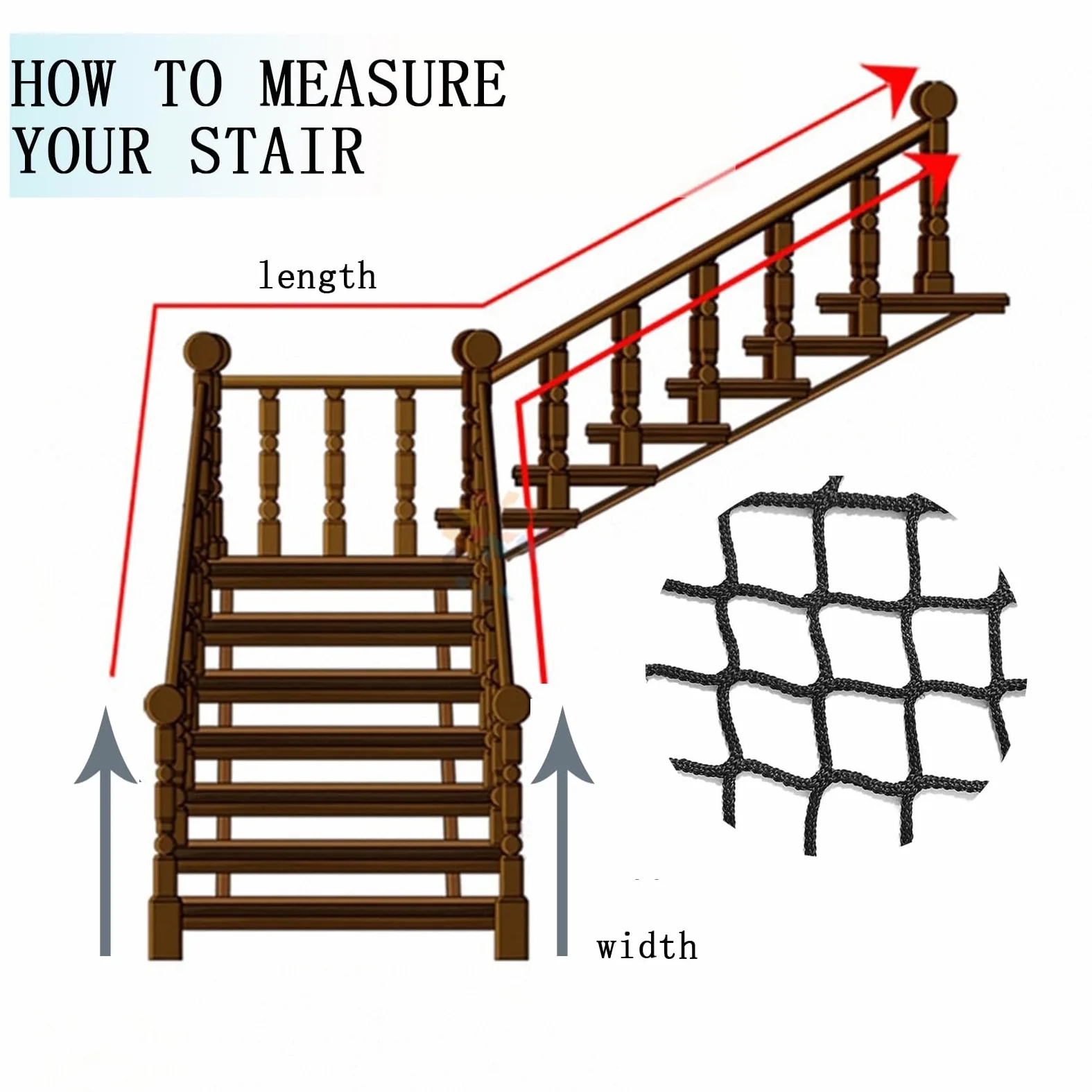 Red de Seguridad para Escaleras, Malla Tejida Que no se Tropieza, Red Anticaída para Escaleras y Balcones, Personalizable ZLRBN(2x3m/7x10ft)