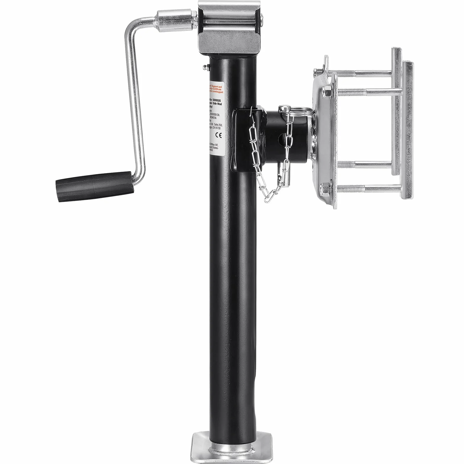 VEVOR Gato para Remolque, Capacidad de Carga Dinámica de 2267 kg, Gato para Remolque con Pernos Soporte de Elevación de 365 mm con Manija para Remolque de RV, Remolque para Yates, Remolque Utilitario