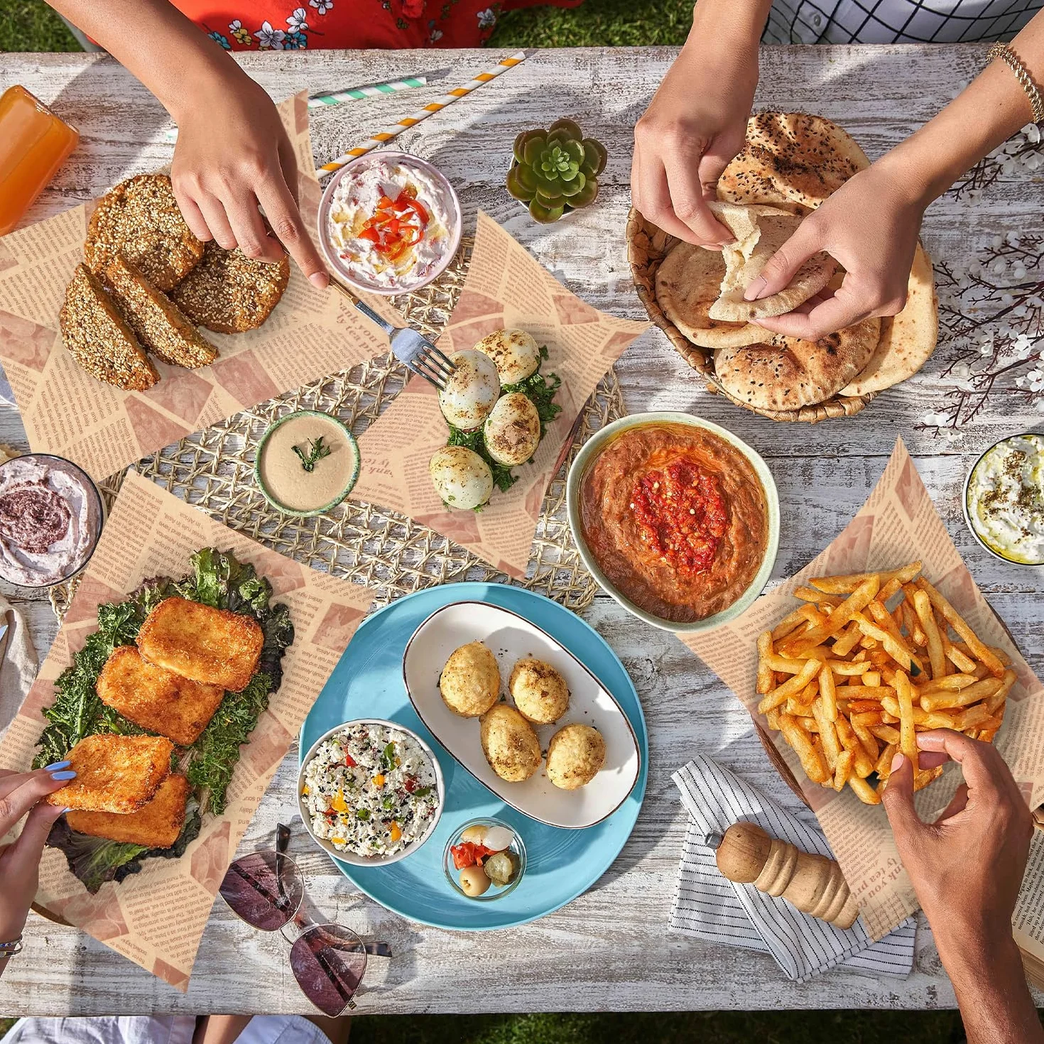 Papel Antigrasa Retro de Periódico 150 Hojas 30 x 20 cm para Alimentos