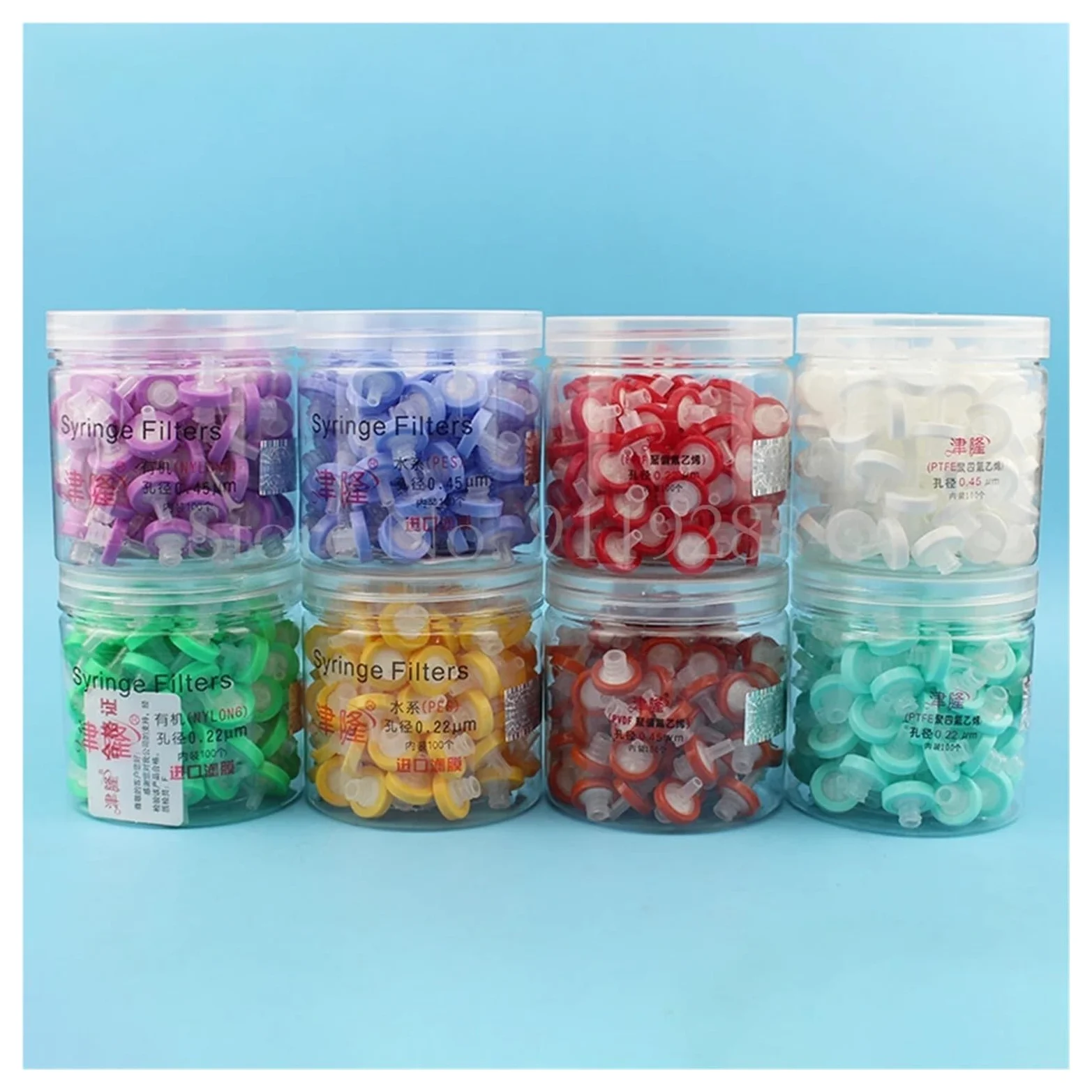 100 Unidades/Caja de Filtro de Aguja desechable de 13 mm/25 mm MCE/Nailon/PTFE, Filtro de jeringa de Membrana Millipore de 0,22/0,45 um, Equipo de Laboratorio(25mm 0.22um PTFE)