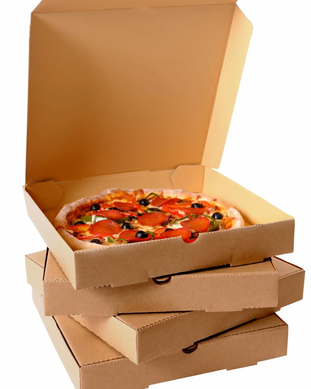 Genérico COMMERCE ESSENTIALS - Cajas para Pizza, 33x33 cm, Cartón Kraft de celulosa Pack de 100 Unidades, Tapa Plegable