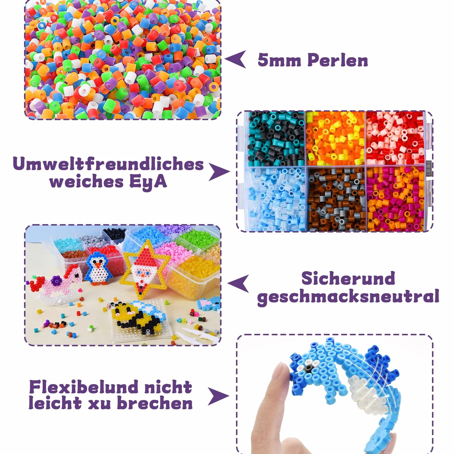 Cuentas para Planchar Kit 11500 Perlas Plásticas con Caja Almacenamiento 5mm Manualidades DIY