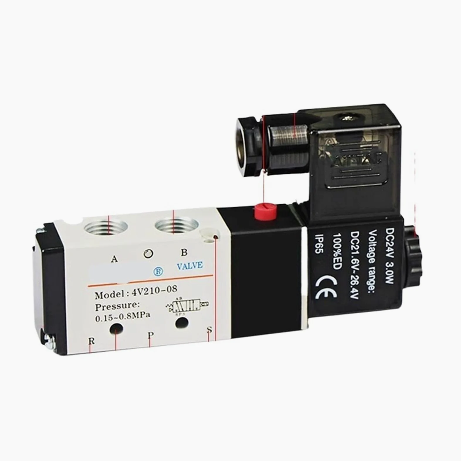 Electroválvula neumática de 5/2 vías 4V110-06, 4V210-08, 4V310-10, 4V410-15, 12 V, 24 V, 110 V y 220 V, válvula de control de dirección(4V410-15,AC220V)