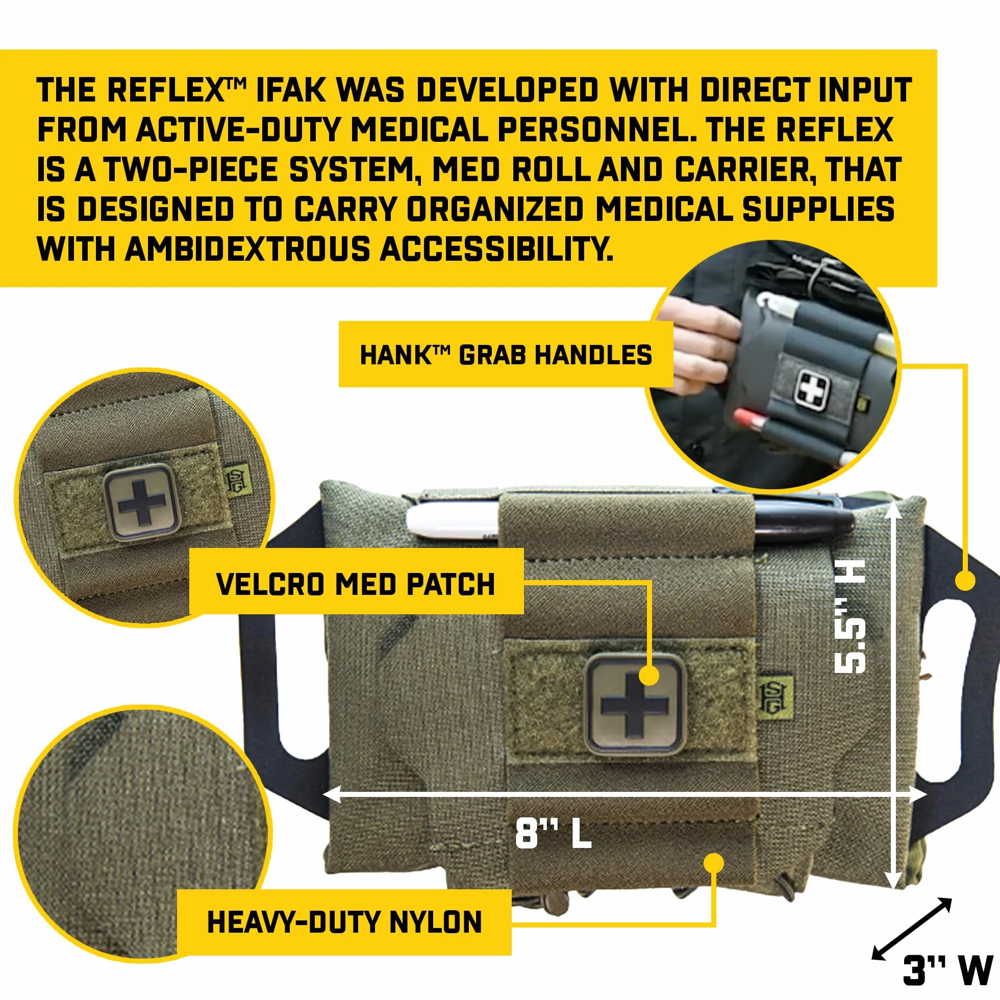 Equipo de alta velocidad - Sistema Reflex IFAK, equipo de policía y equipo militar, bolsa MOLLE médica para profesionales (OD verde)