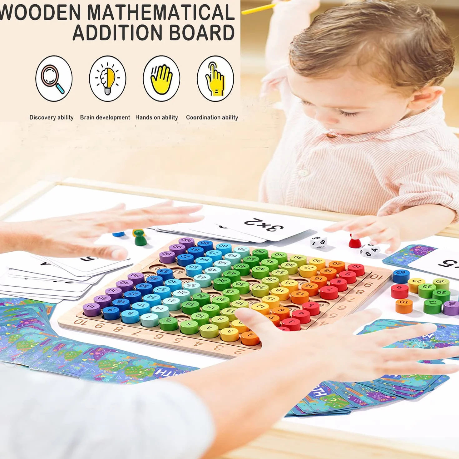 Tablas de Multiplicar de Madera para Niños, Juego Educativo Matemático Montessori, Tablero de Multiplicación