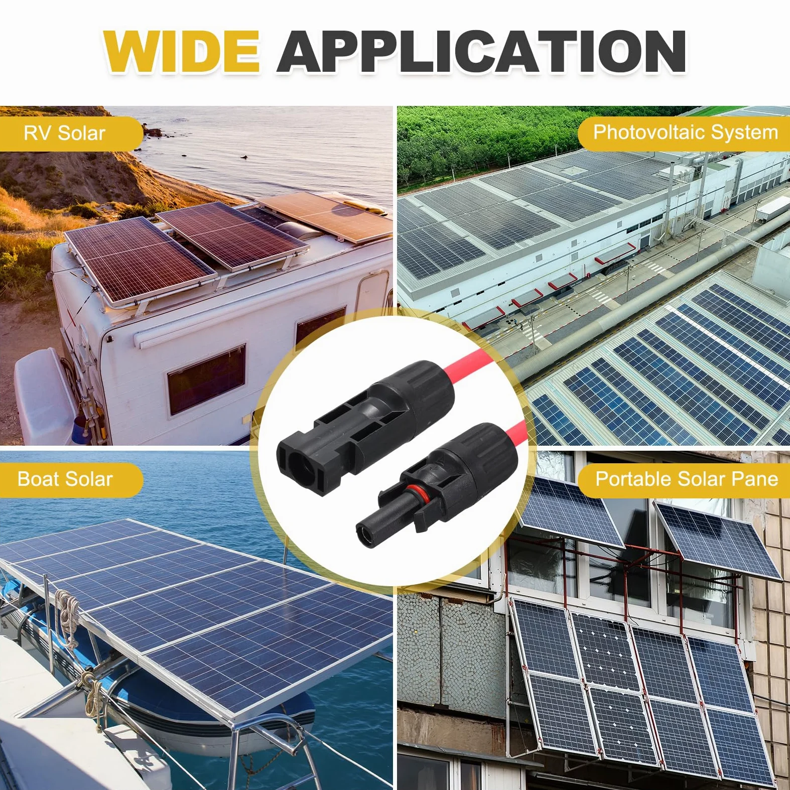 QUARKZMAN 1 Par De Cable De Extensión Para Paneles Solares, 10AWG 1000V Macho A Hembra Cable De Extensión, Cable Para Paneles Solares Para Autocaravanas, Negro&Rojo 33 Pies