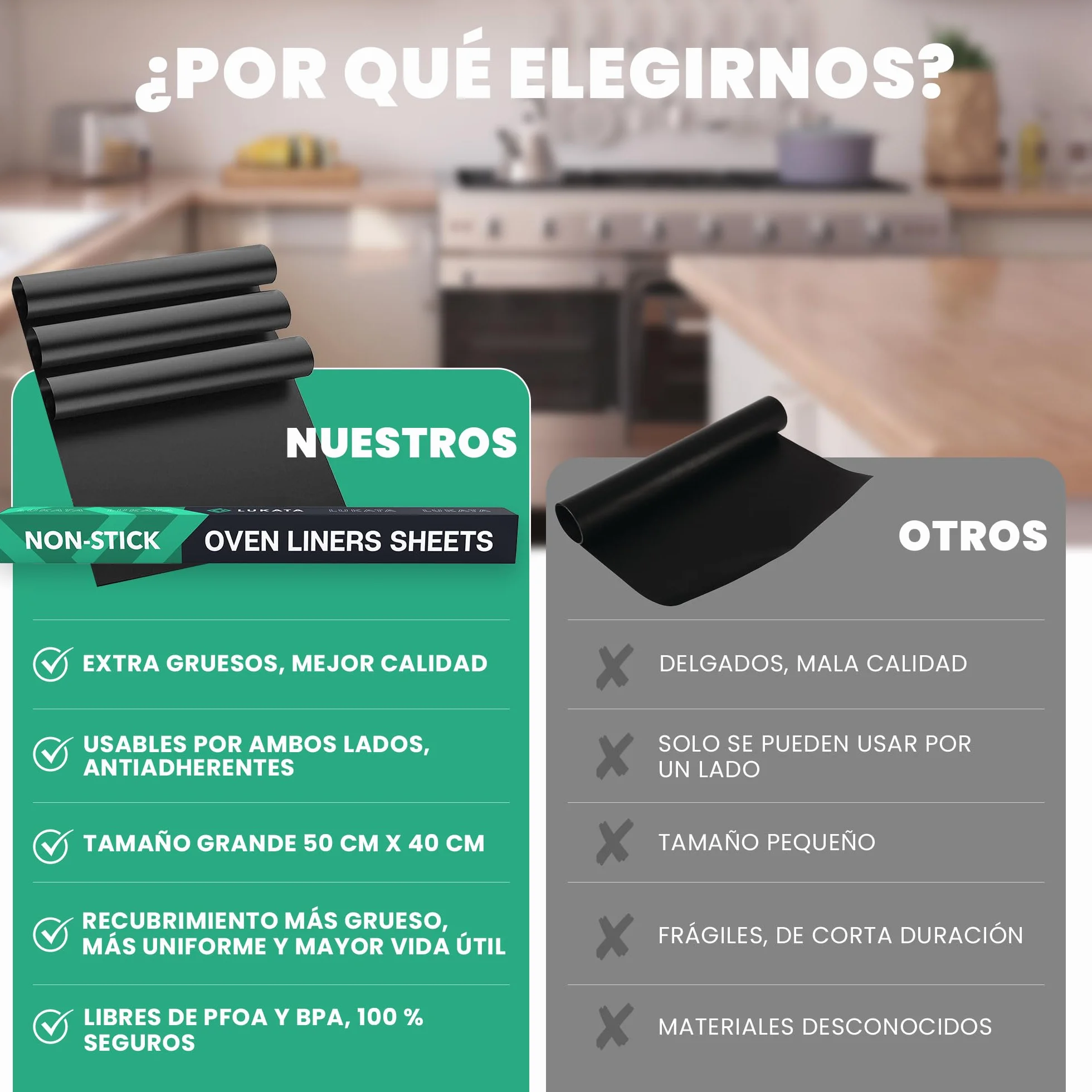 Protectores de Horno antiadherentes Reutilizables 50x40 cm Paquete de 3