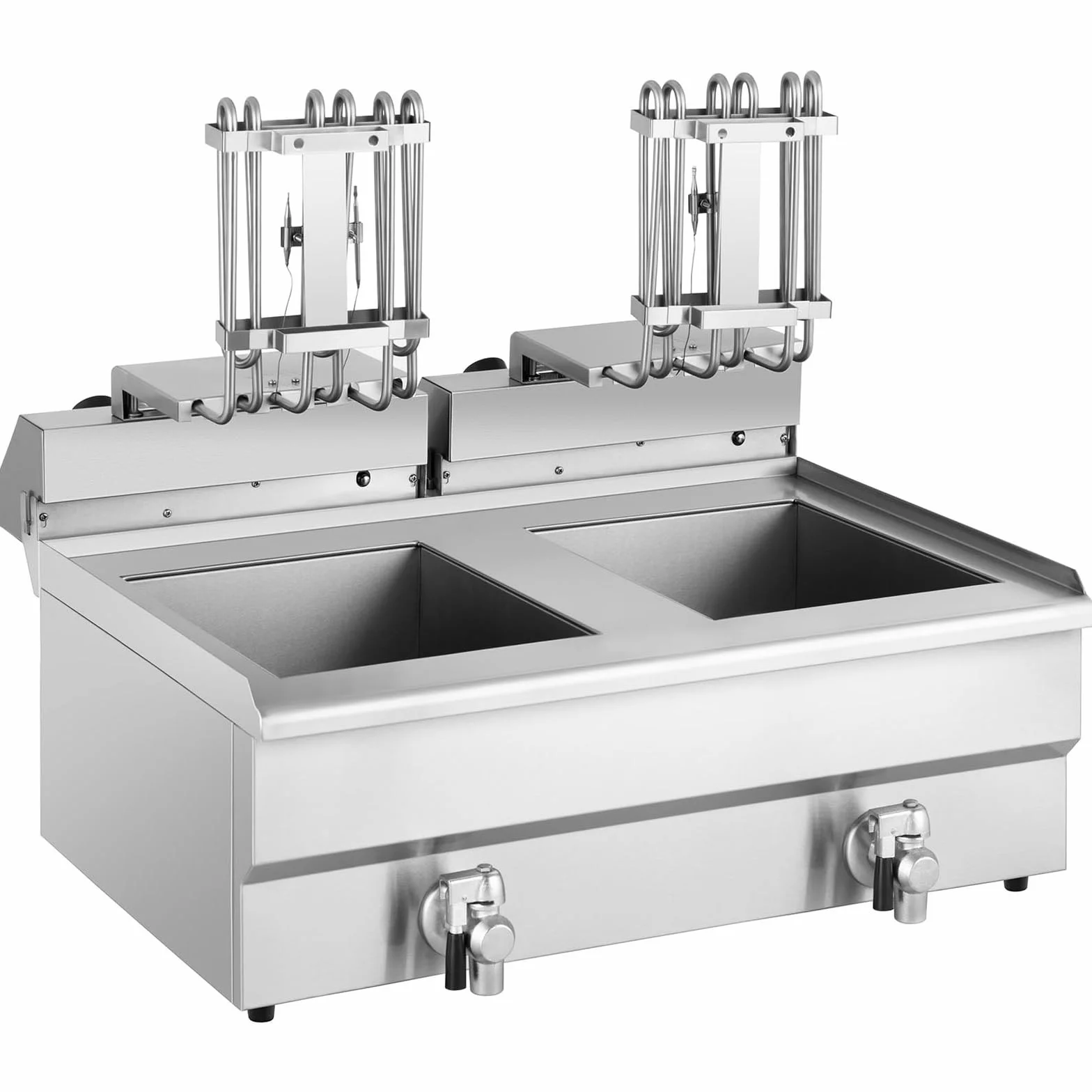 Royal Catering Freidora Eléctrica Doble Para Hostelería 400 V (Potencia: 2 x 6.000 Watt, Capacidad: 2 x 16 Litros, Con Grifo De Vaciado)