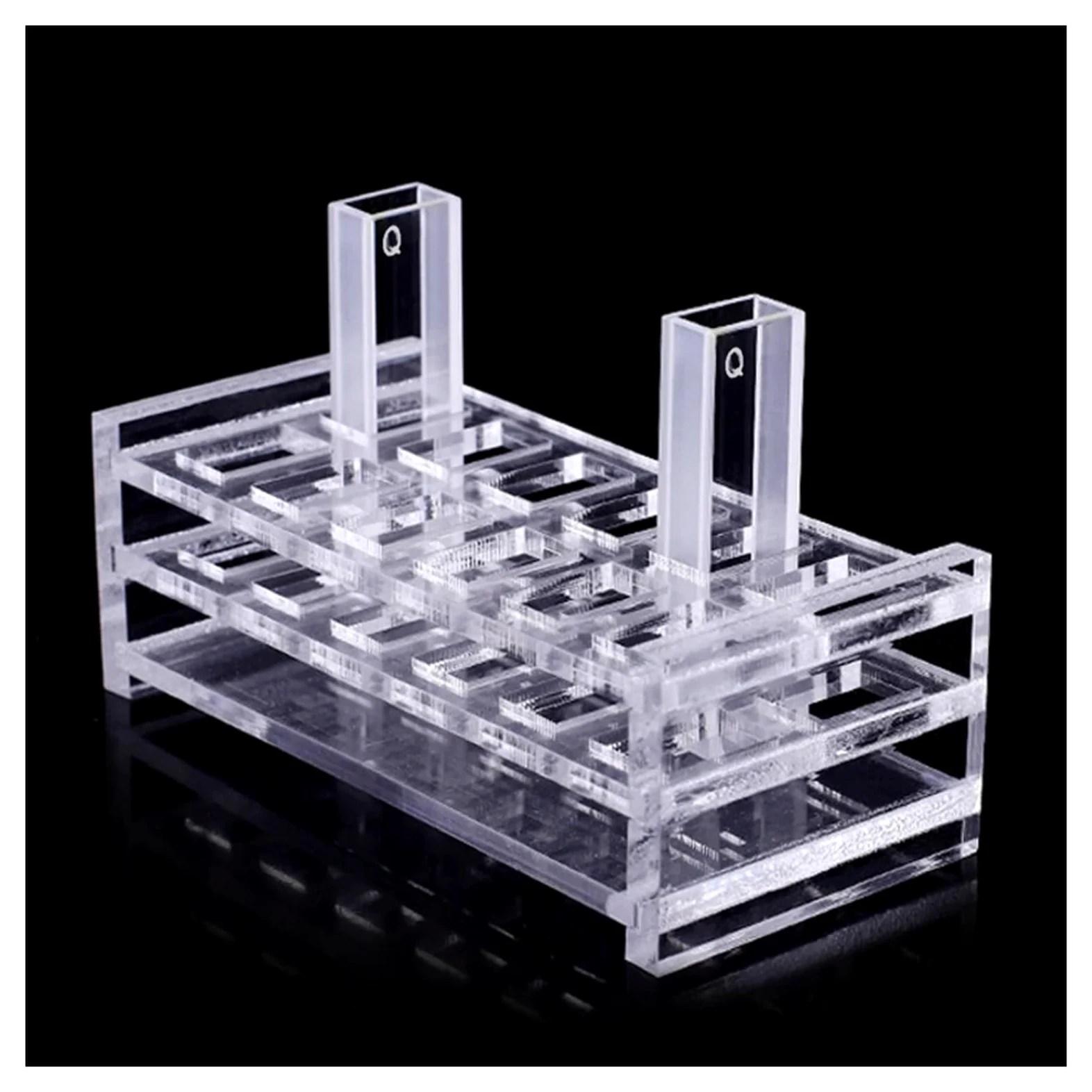 2 cubetas de Cuarzo con Tapa, Longitud de trayectoria de 5 mm, JGS1, Volumen de 1,75 ml, for espectrofotómetro(Fully fution)