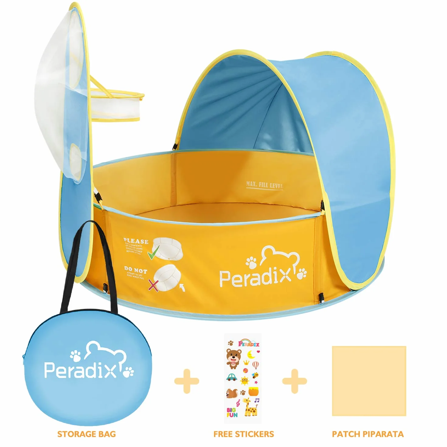 Peradix Tienda de Playa para Bebés Portátil con Techo, Protección Solar UV 50, Carpa Plegable (Azul)