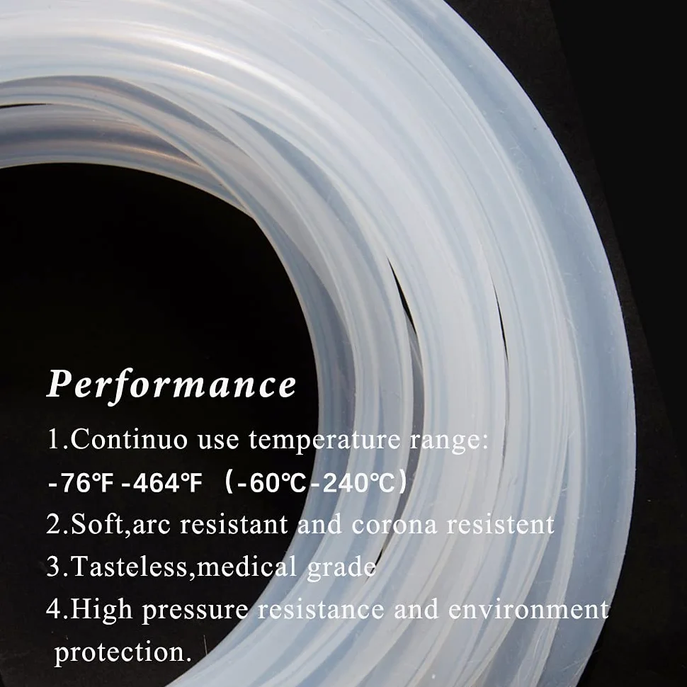 Feelers Tubo de silicona de alta resistencia de 8 mm de diámetro interior x 11 mm de diámetro exterior grueso de grado alimenticio de alta temperatura, tubo de silicona pura de alta temperatura, para