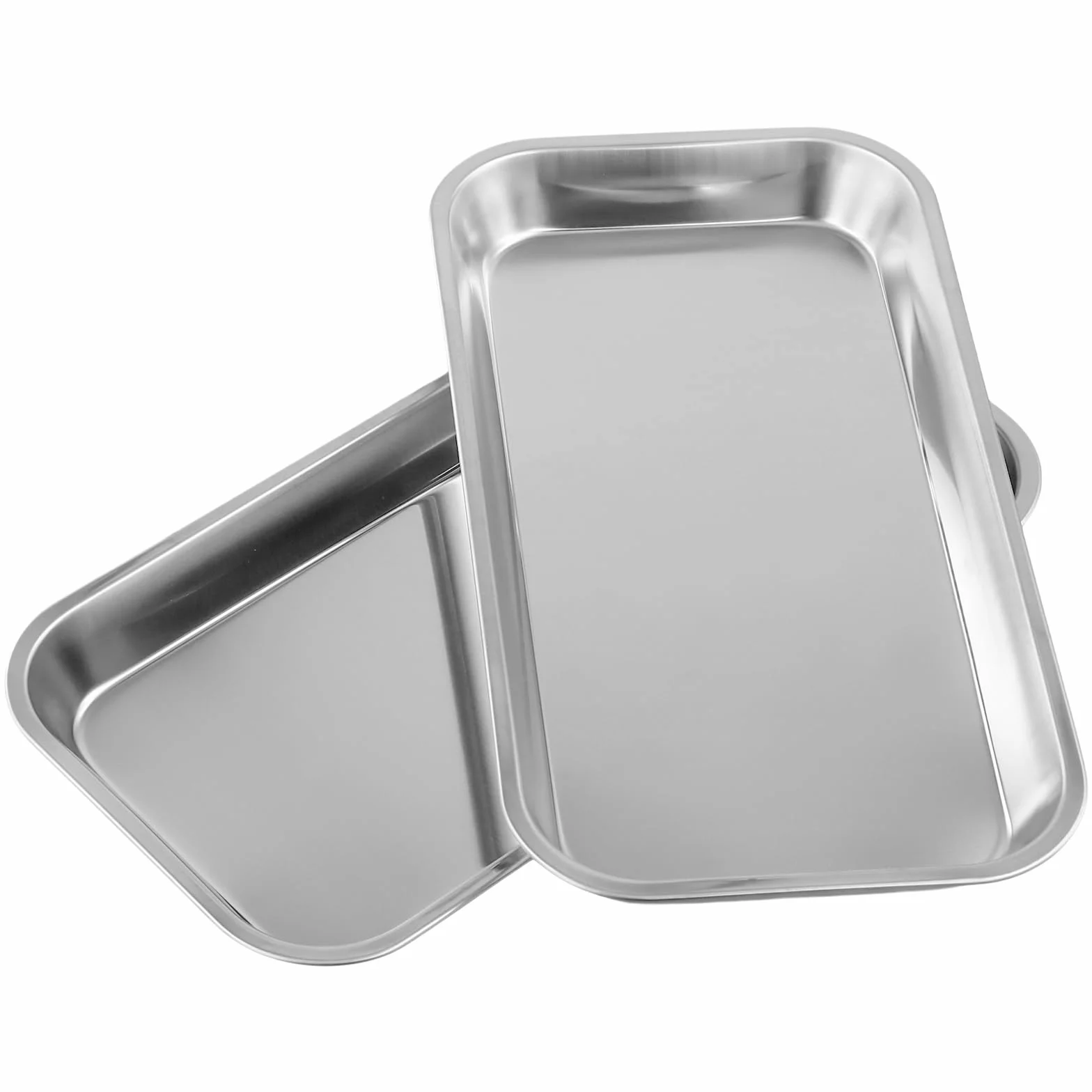 FUNSUEI bandeja de instrumentos de acero inoxidable, soporte médico rectangular 22,5 x 12 x 2 cm