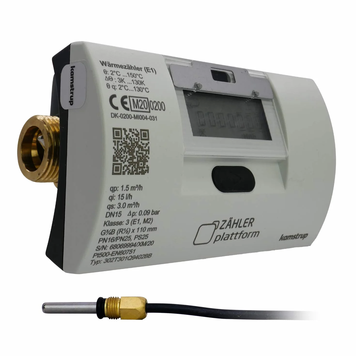 Medidor de calor ultrasónico Qn 1,5 m³/h, longitud de construcción 110 mm, diámetro TF 5,2 calibración 2026 válido hasta 2032