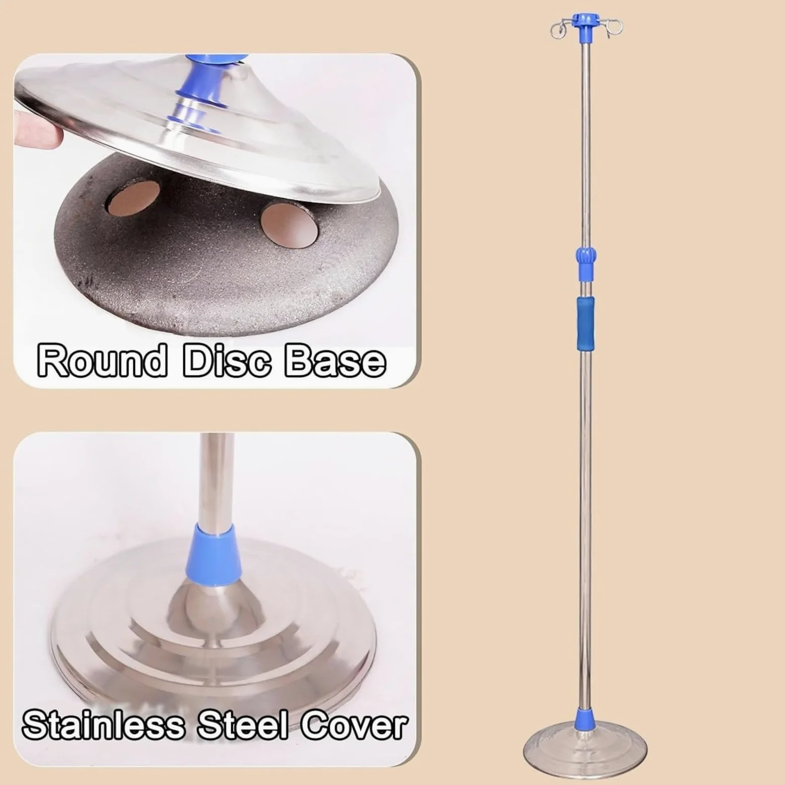 Soporte rodante for portasueros de acero inoxidable resistente portabotellas | Soporte for bolsa intravenosa de 4 puntas y altura ajustable 5 ruedas giratorias