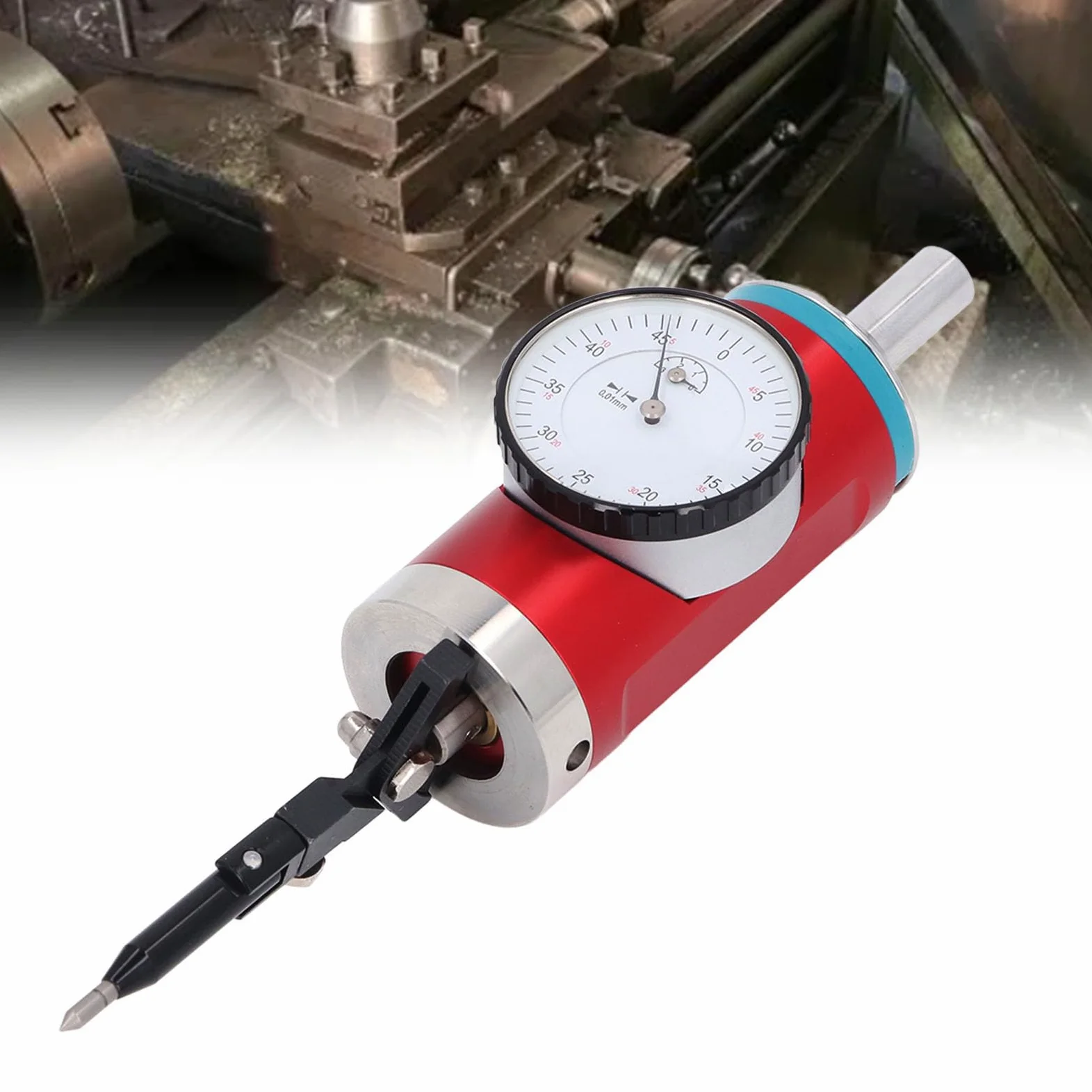 Indicador de centrado coaxial, 0.01mm Escala 0-3mm Rango de Medición Fresadora Test Dial Set con Estuche, Palpador de precisión de aleación de aluminio para fresadoras