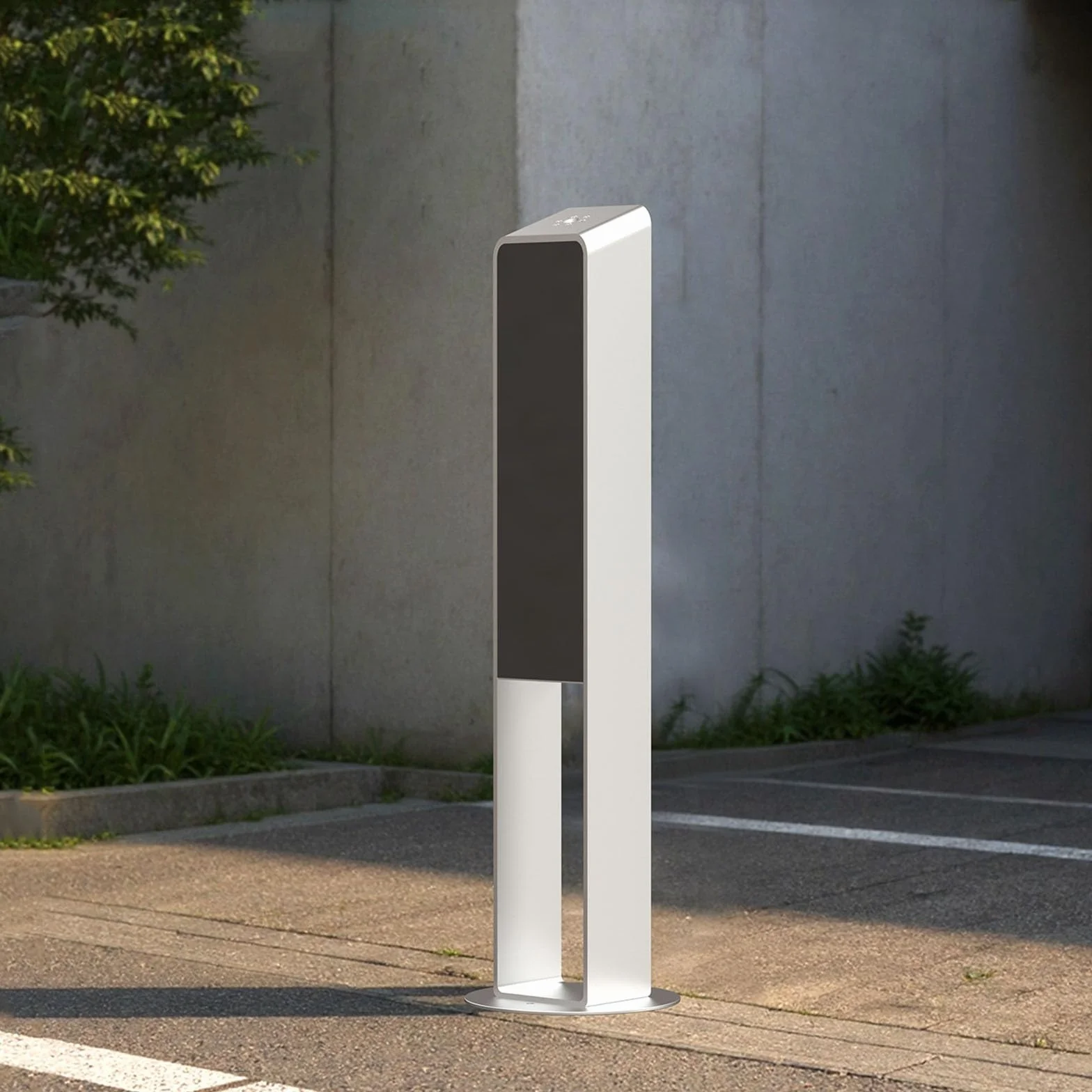 Cenicero de pie, receptáculo de acero inoxidable con diseño de inclinación de 30°, apertura de llave trasera fácil de limpiar para patio, oficina, hogar, restaurantes y exteriores