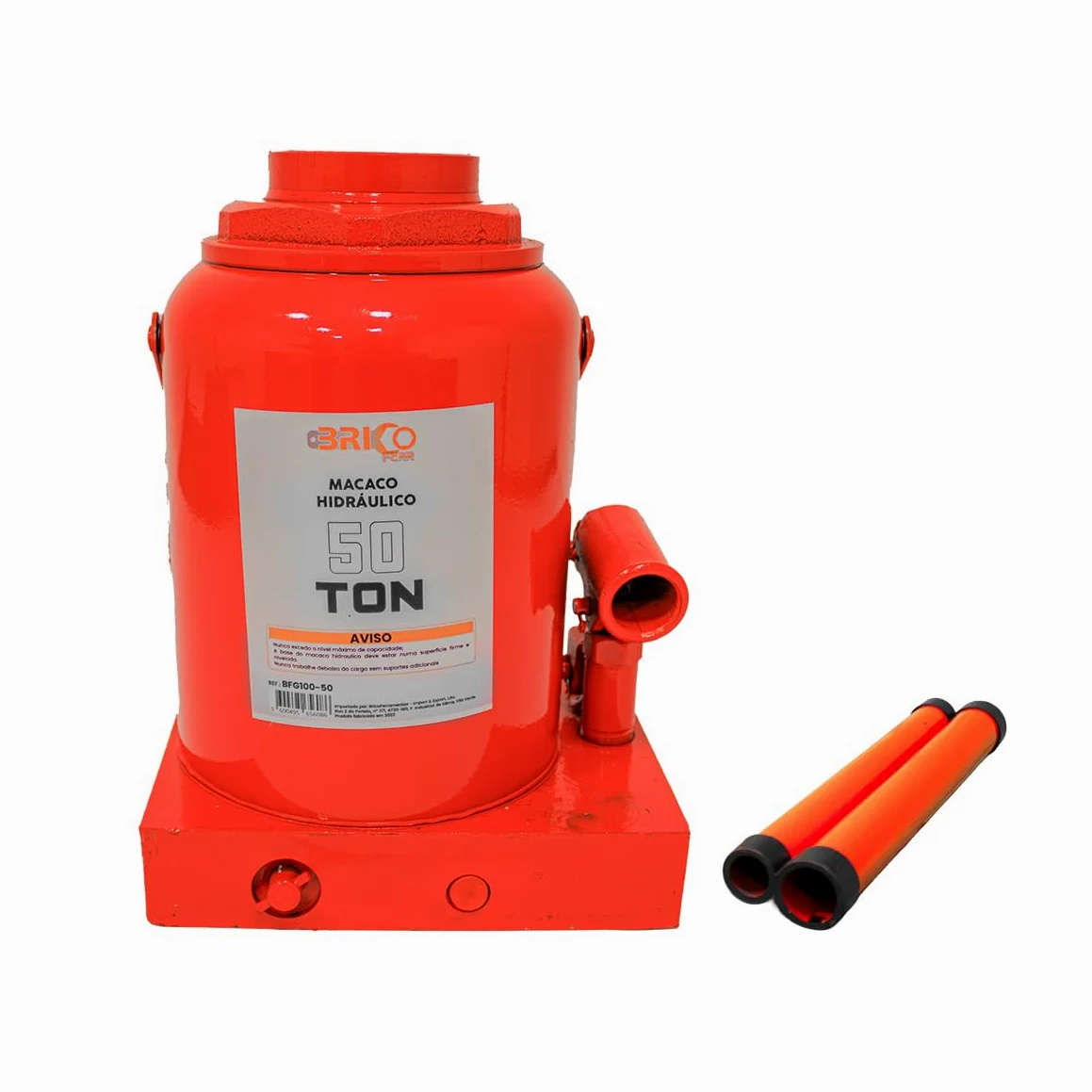 Bricoferr Gato hidráulico Tipo Botella 50T – Altura Ajustable de 300 a 480 mm