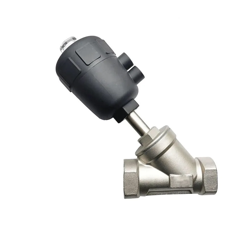 Válvula de Asiento neumática de Acero Inoxidable de Doble Efecto, 1,6 MPa, 1 Unidad, for el hogar, válvula de Asiento Angular, Sellado de PTFE, Normalmente Cerrada, 1/2", 3/4", 1"(1-1/4")