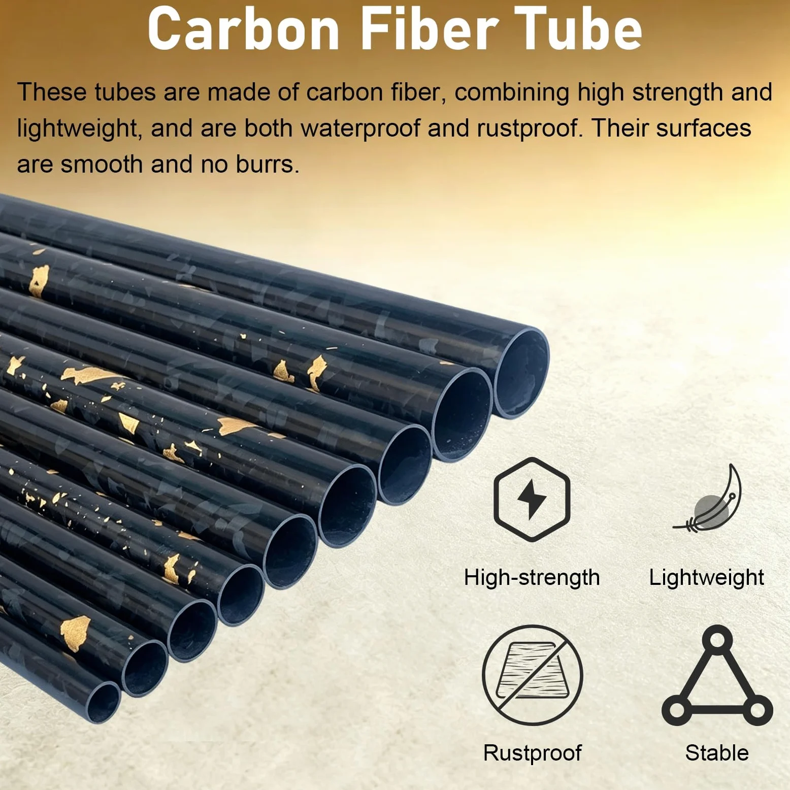 Tubo De Fibra De Carbono Tubo De Fibra De Carbono Cortable | Tubo Redondo Hueco De Composite De Fibra De Carbono 3K Fabricado Mediante(34x32x1000mm)