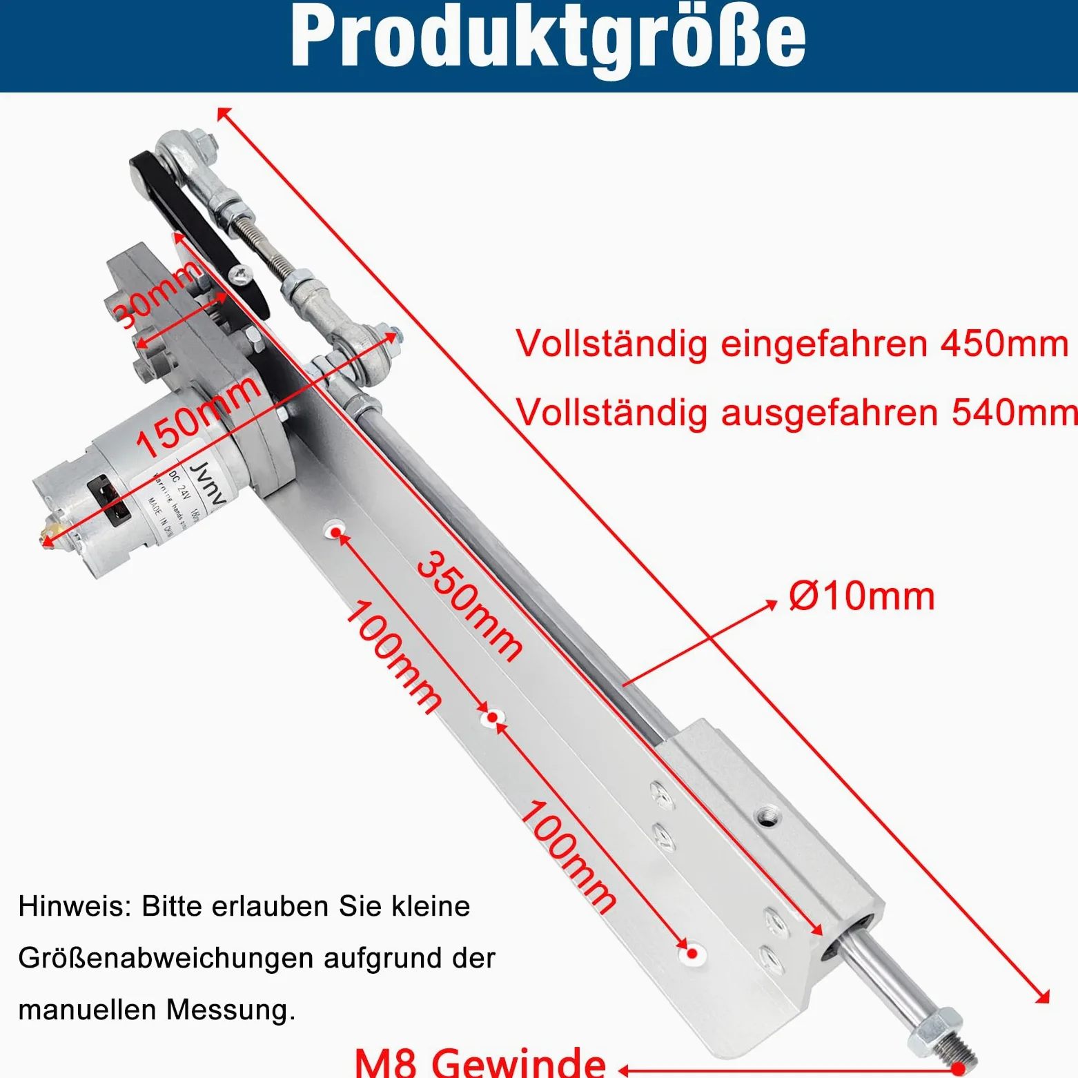 Motor de pistón, actuador lineal, CC 24 V, hub, 3-15 cm, 160 rpm, empuje máximo 13 kg, con regulador de velocidad (24 V, 150 mm, 160 rpm)